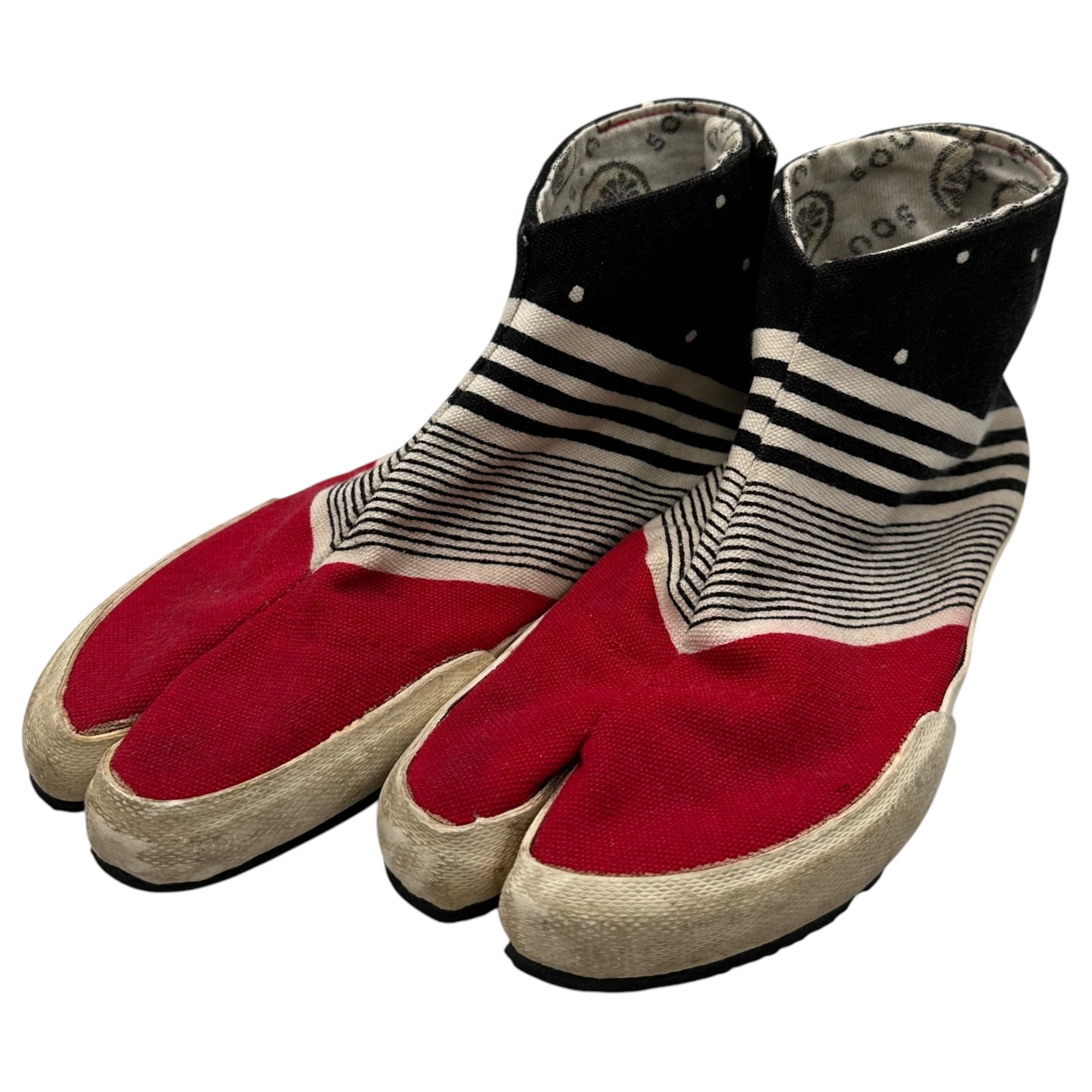 SOU・SOU(ソウソウ) Tabis and sneakers 足袋 スニーカー レッド×アイボリー×ブラック