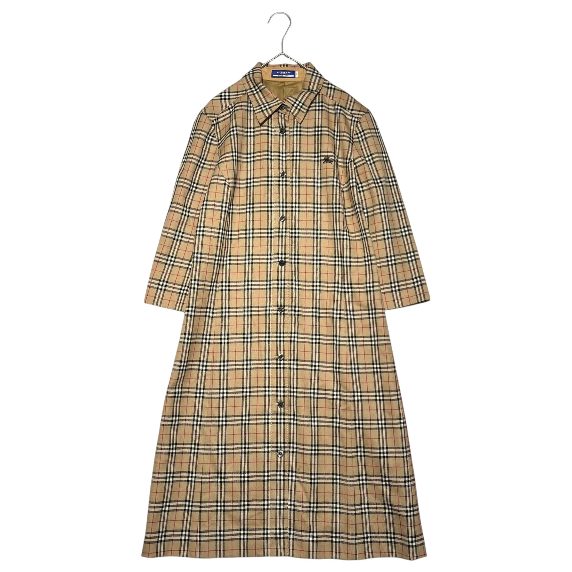 BURBERRY BLUE LABEL(バーバリーブルーレーベル) Nova check shirt dress ノバチェック ロング シャツ ワンピース FMF54-536 40(L程度) ベージュ