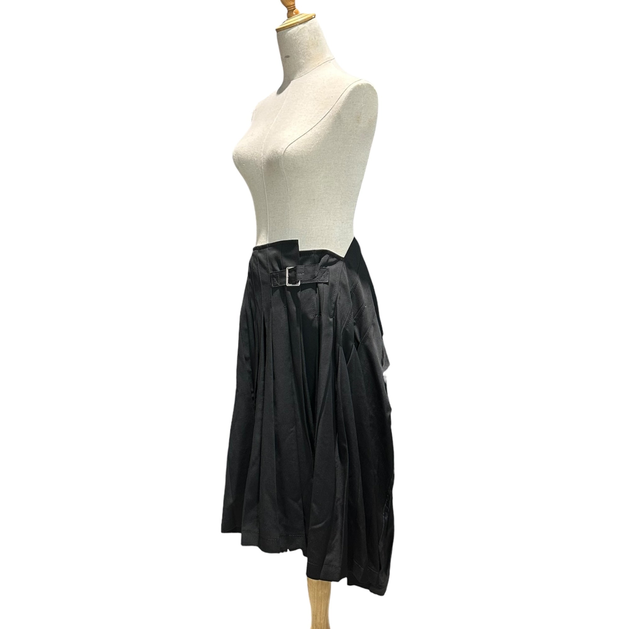 tricot COMME des GARCONS(トリココムデギャルソン) 12SS Back Panel Contrast Material Pleated Belt Skirt 背面 異素材 切替 プリーツ ベルトスカート TI-S002 M ブラック AD2011