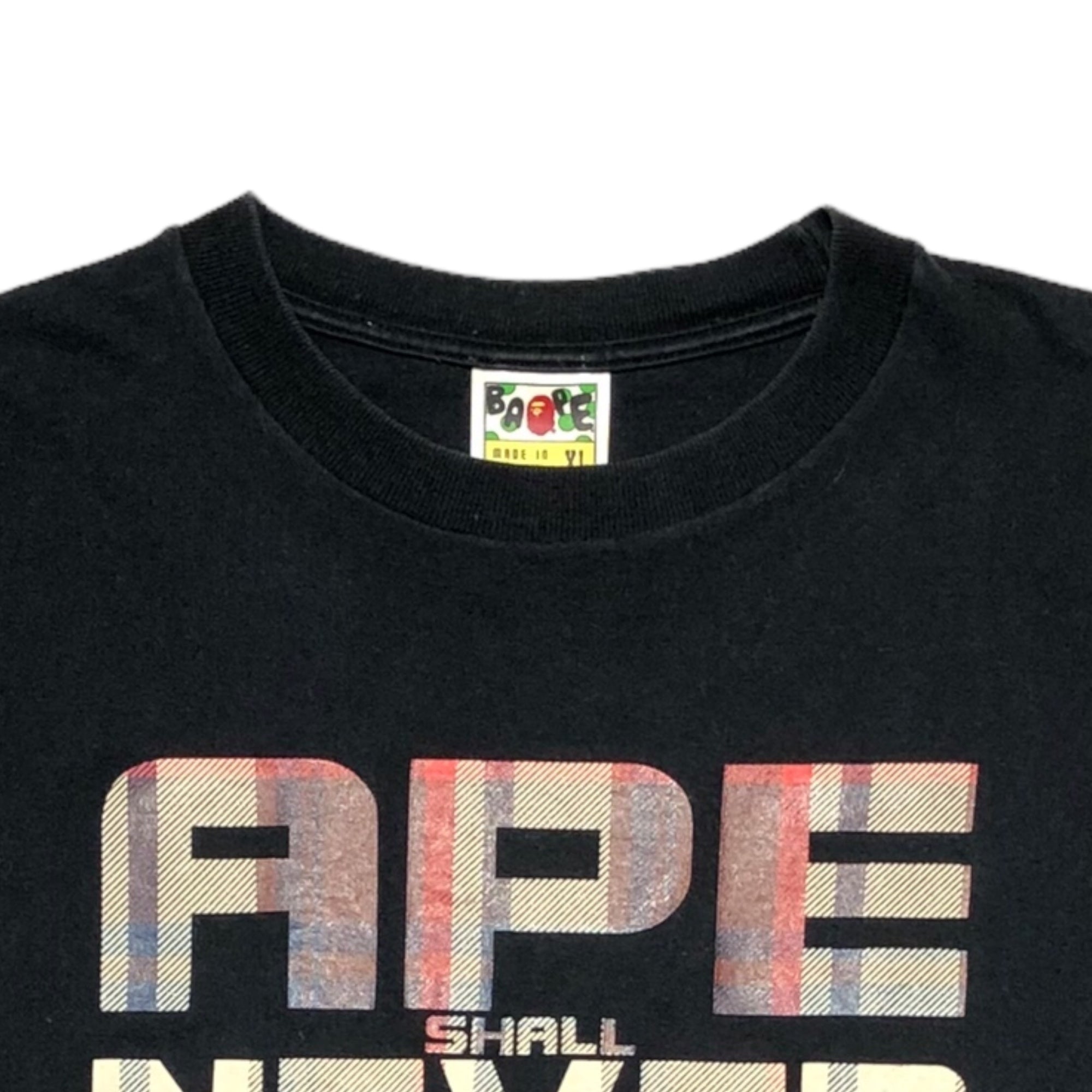 A BATHING APE(アベイシングエイプ) 00's APE SHALL NEVER KILL APE Tシャツ XL ブラック×ピンク×ネイビー