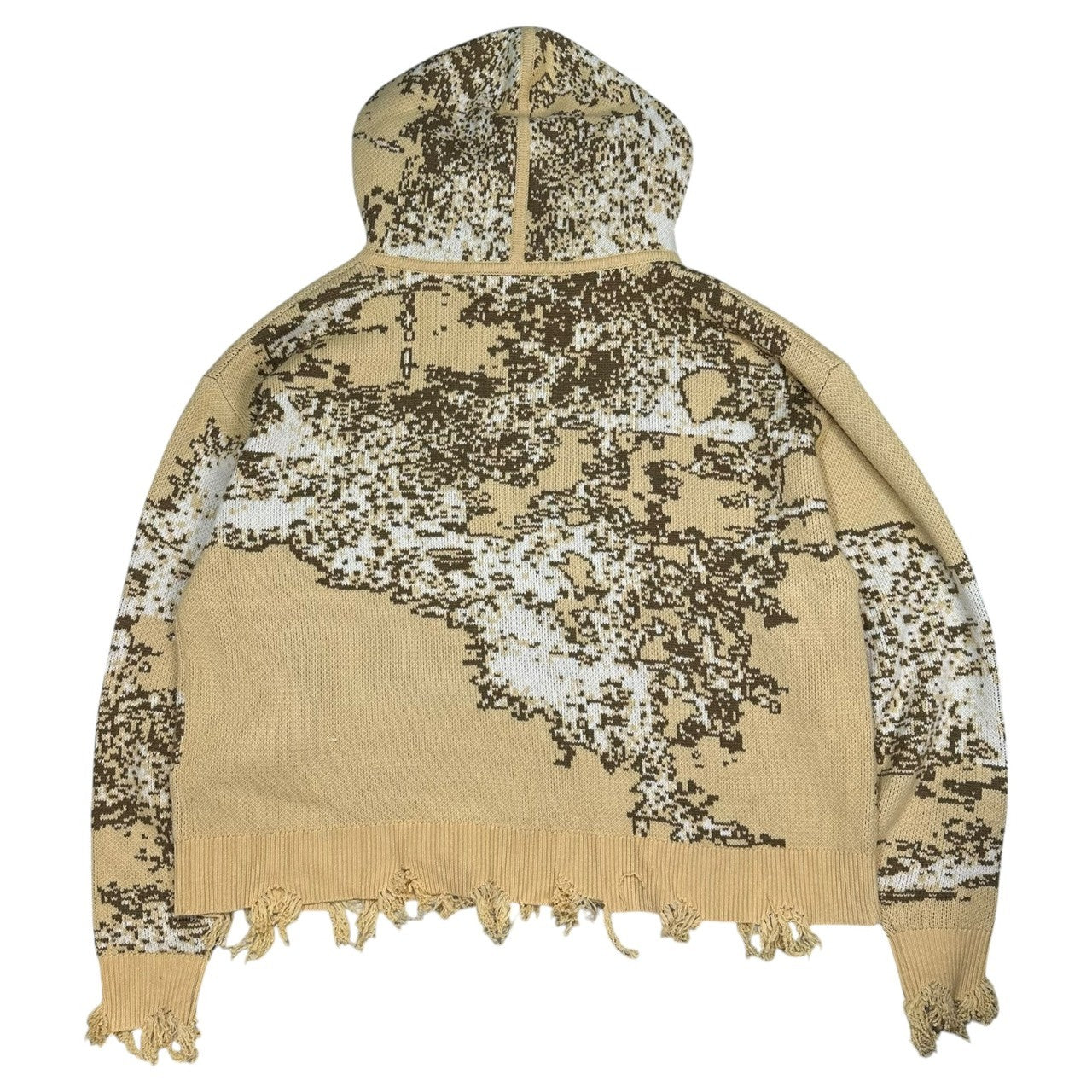 GB MOUTH(ジービーマウス) Algae "藻" Knit Hoodie ダメージ加工 ニット フーディー FREE ベージュ パーカー