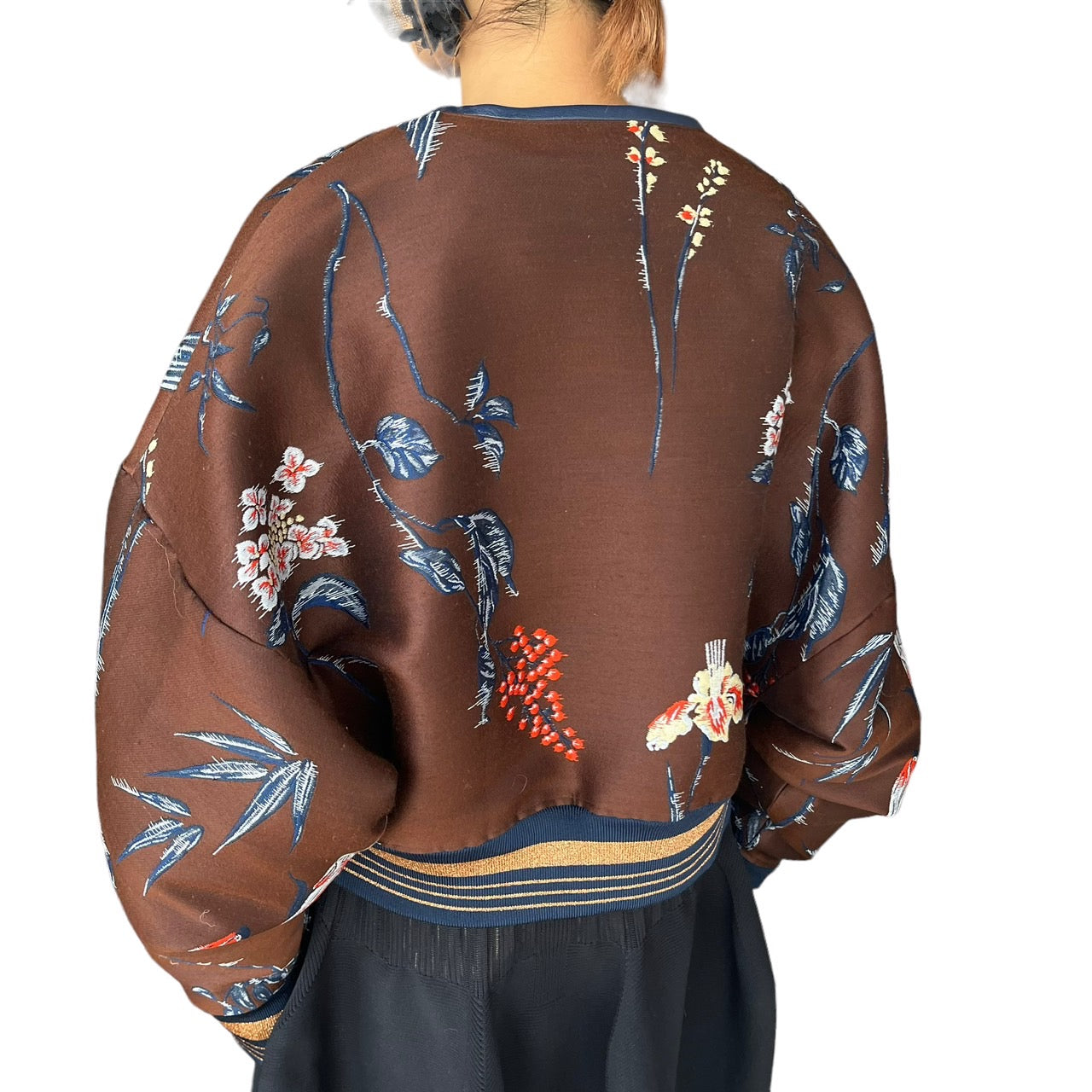 mame kurogouchi(マメクロゴウチ) 18AW double cloth flower  brouson/ダブルクロスフラワーブルゾン/刺繍/ジャケット MM18AW-JK045 2(Mサイズ程度) ブラウン