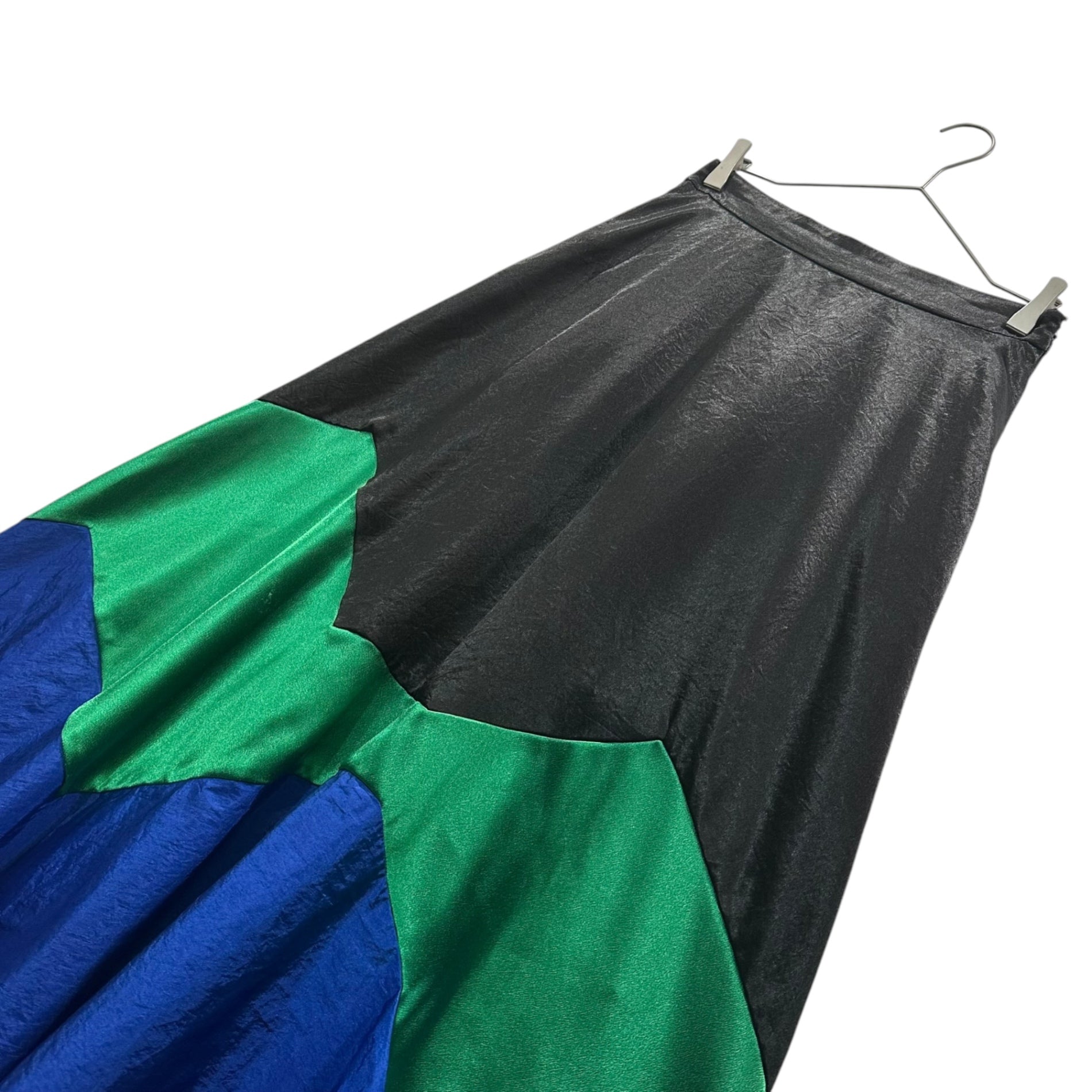UN3D.(アンスリード) Panel Design Easy Flare Skirt パネル デザイン イージー フレア スカート 521940800301-01 38(M) ブラック×グリーン×ブルー
