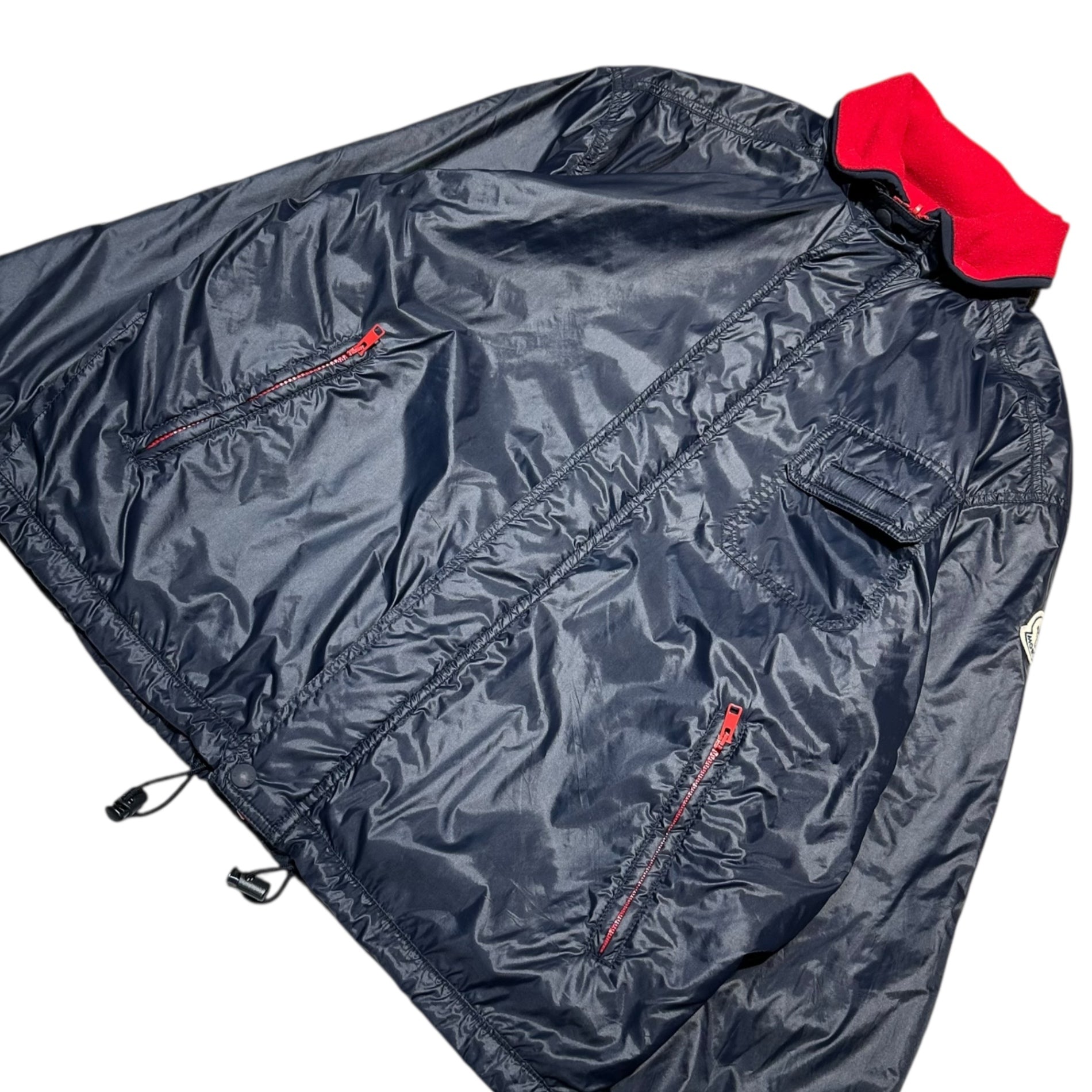 MONCLER(モンクレール) Fleece Reversible Logo Patch Decorative Zip-Up Jacket フリース リバーシブル ロゴワッペン 装飾 ジップアップ ジャケット M ネイビー×レッド HUSKY OLD