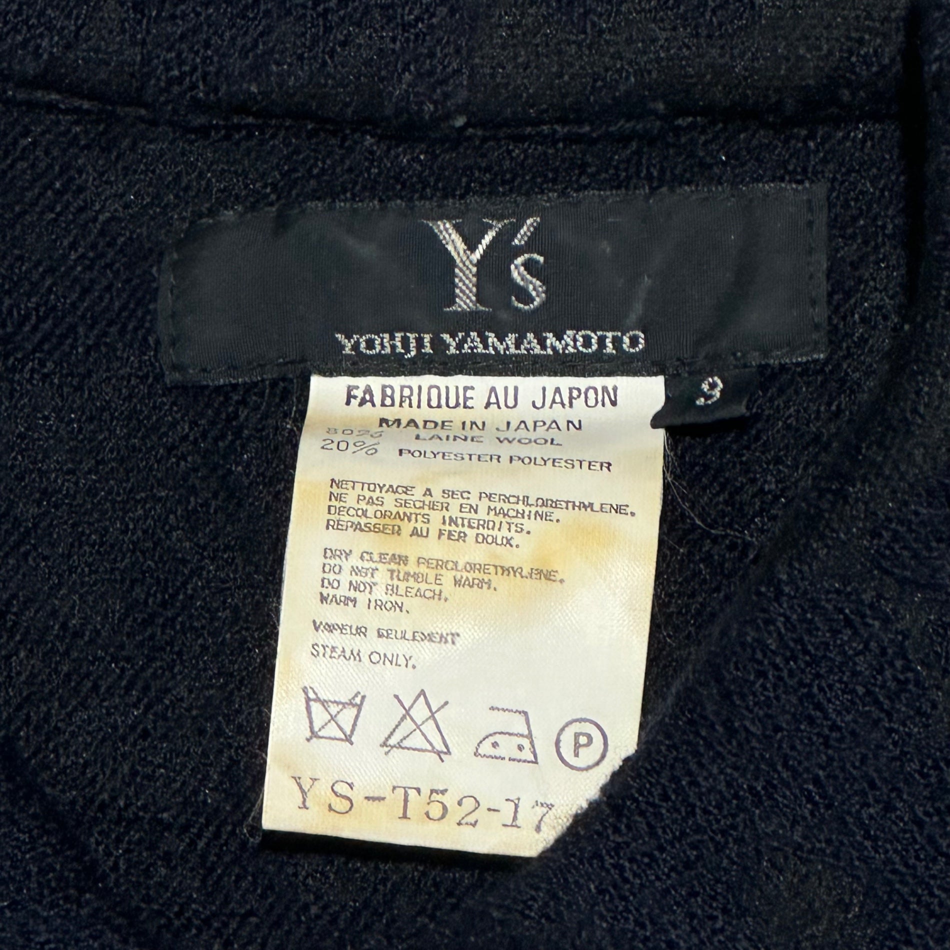 Y's(ワイズ) 92AW Vintage Floral Weave Small Collar Front Pocket Jacket ヴィンテージ 花柄織り スモールカラー フロントポケット ジャケット YS-T52-174 3(L程度) ブラック