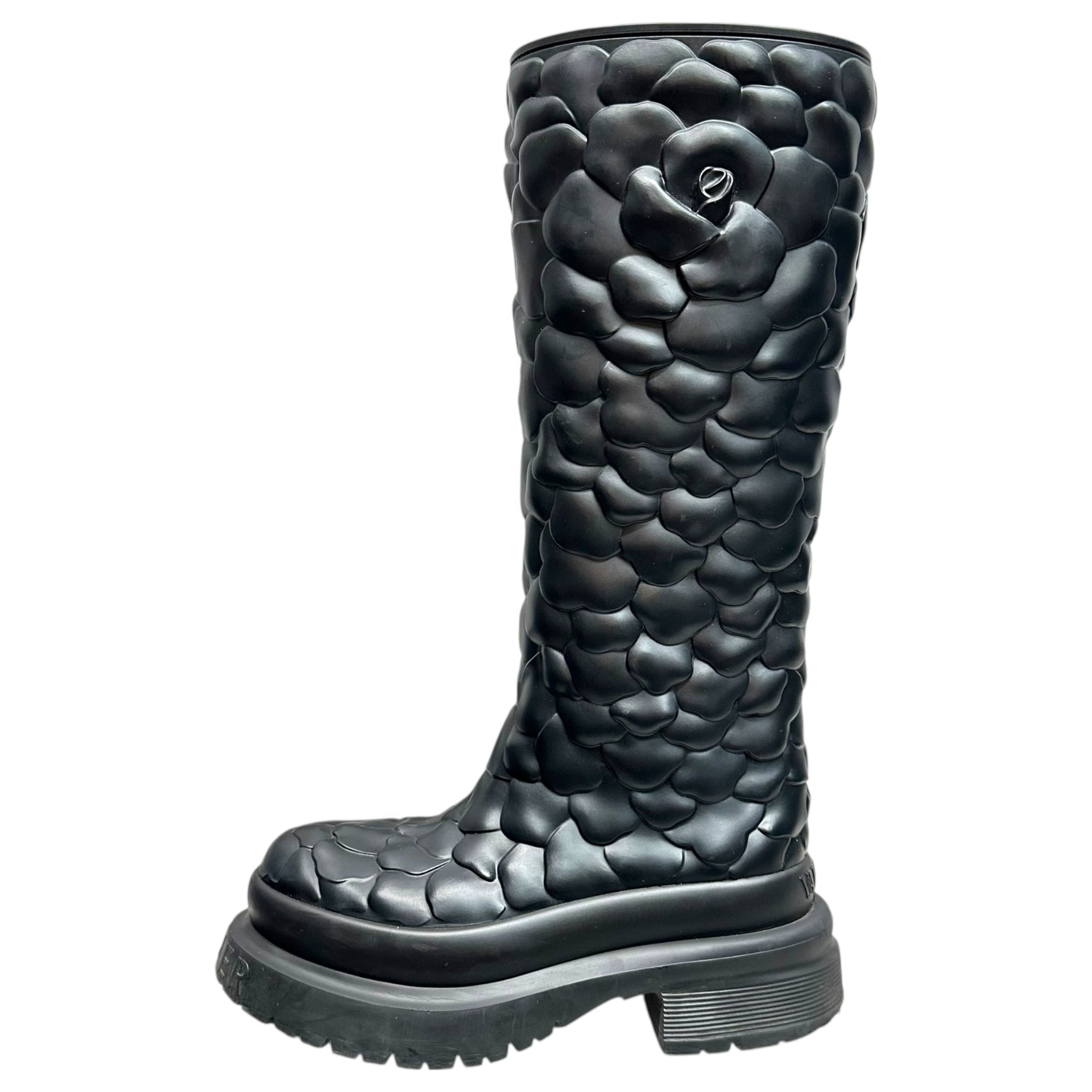 VALENTINO(ヴァレンティノ/ヴァレンチノ) Atelier 03 Sneaker 'Rose Edition - Black' アトリエ 03 ローズ ラバー ロング ブーツ WW0S0DC5 38(24cm程度) ブラック レイン 厚底