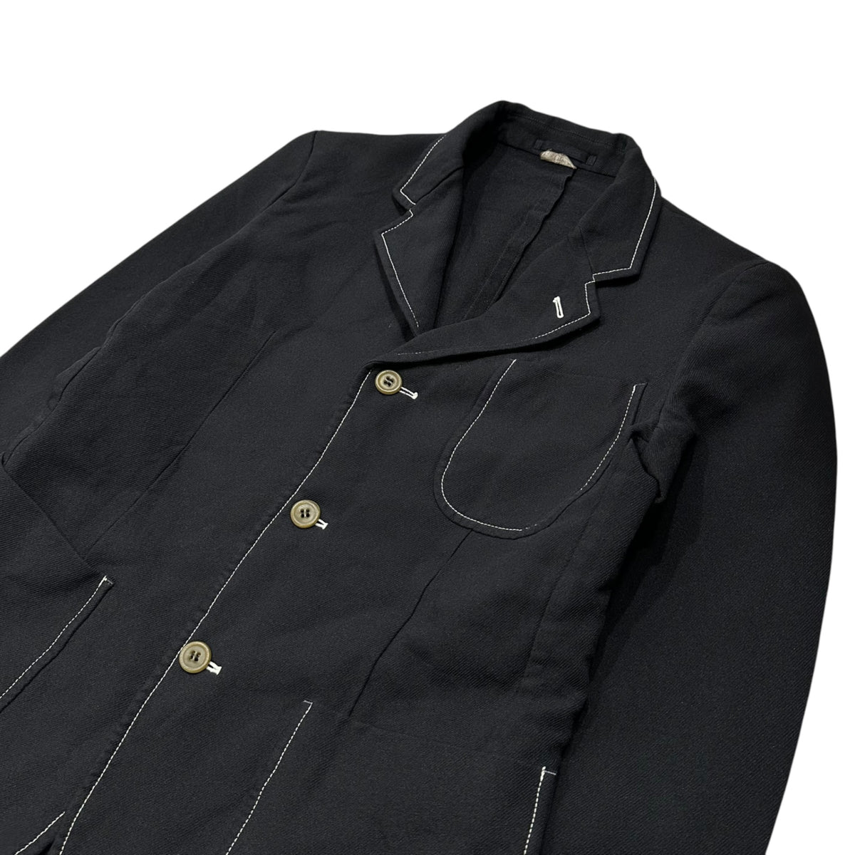 COMME des GARCONS HOMME DEUX(コムデギャルソンオムドゥ) 2013AW Garment-Dyed White-Stitch 3B Jacket 製品染め ホワイトステッチ 3B ジャケット DL-J067 S ブラック AD2013 テーラード
