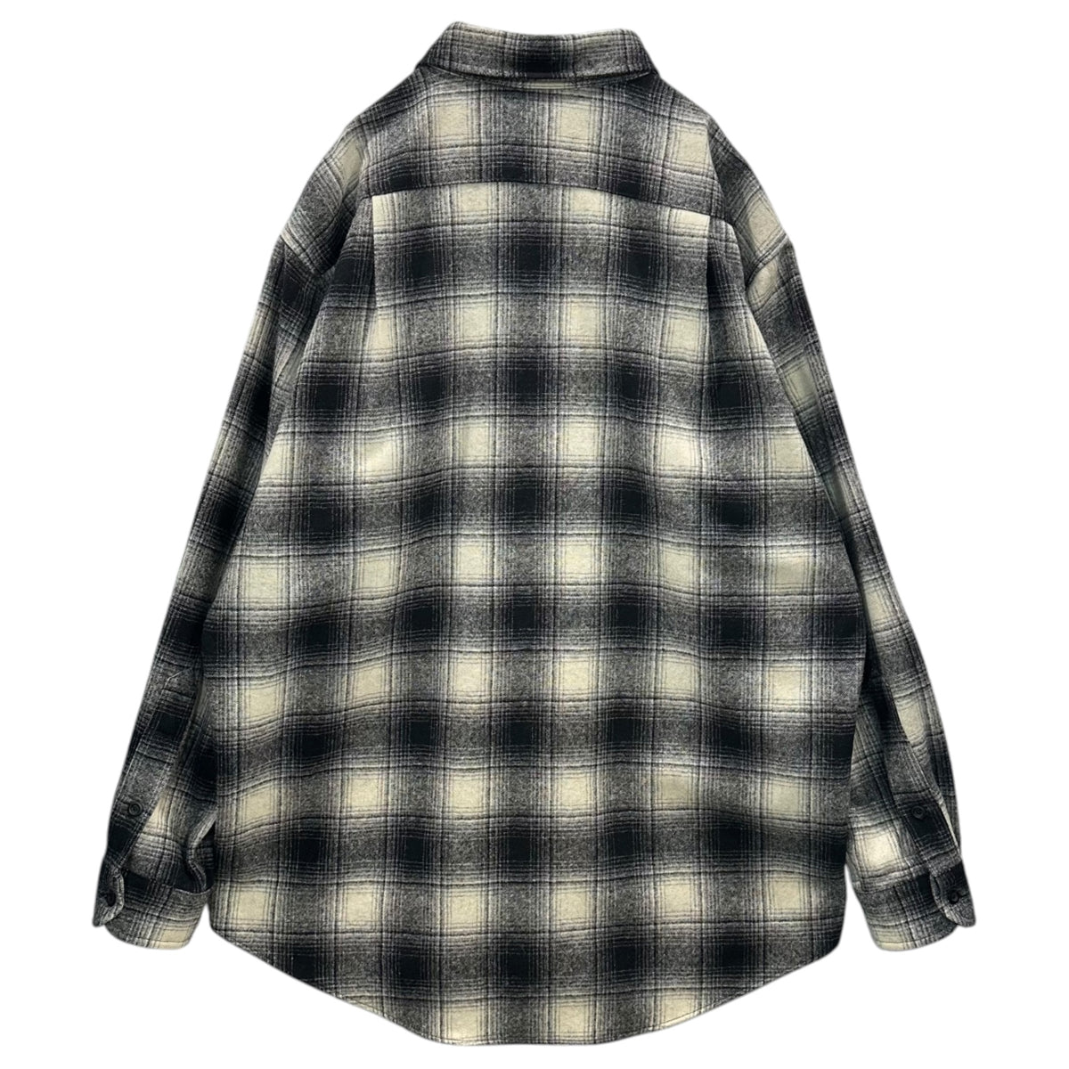 PENDLETON(ペンドルトン) 1990’s USA made OUTDOORSMAN Wool Flannel Shirt - Ombre Check ウール フランネル シャツ オンブレ チェック L ブラック×ホワイト 90年代 ヴィンテージ USA製