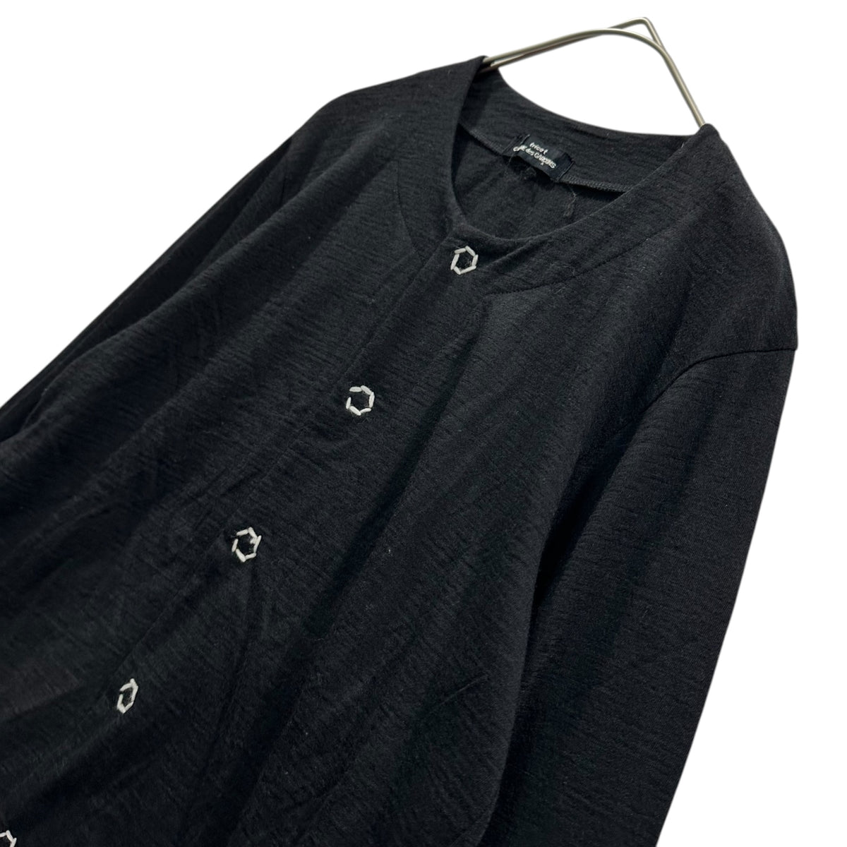 tricot COMME des GARCONS(トリココムデギャルソン) 1994SS Stitch-Work Snap-Button Wool Cardigan ステッチ ワーク スナップ ボタン ウール カーディガン TT-040750 FREE ブラック AD1993 90s アーカイブ