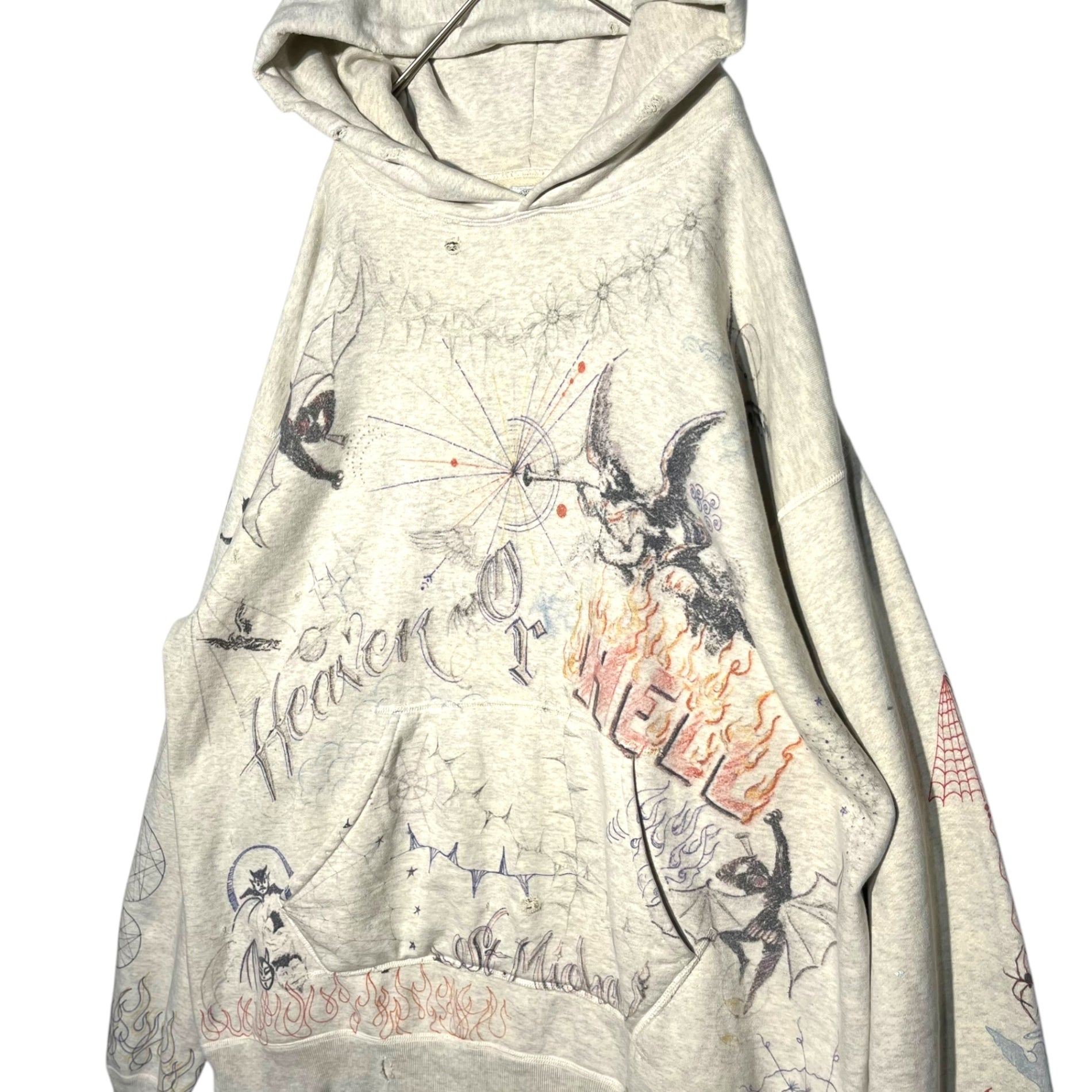 SAINT MICHAEL(セントマイケル) 21AW HOODIE_DR.WOO フーディー ダクターウー SM-A21-0000-056 XL ライトグレー プルオーバー パーカー 落書き グラフィック