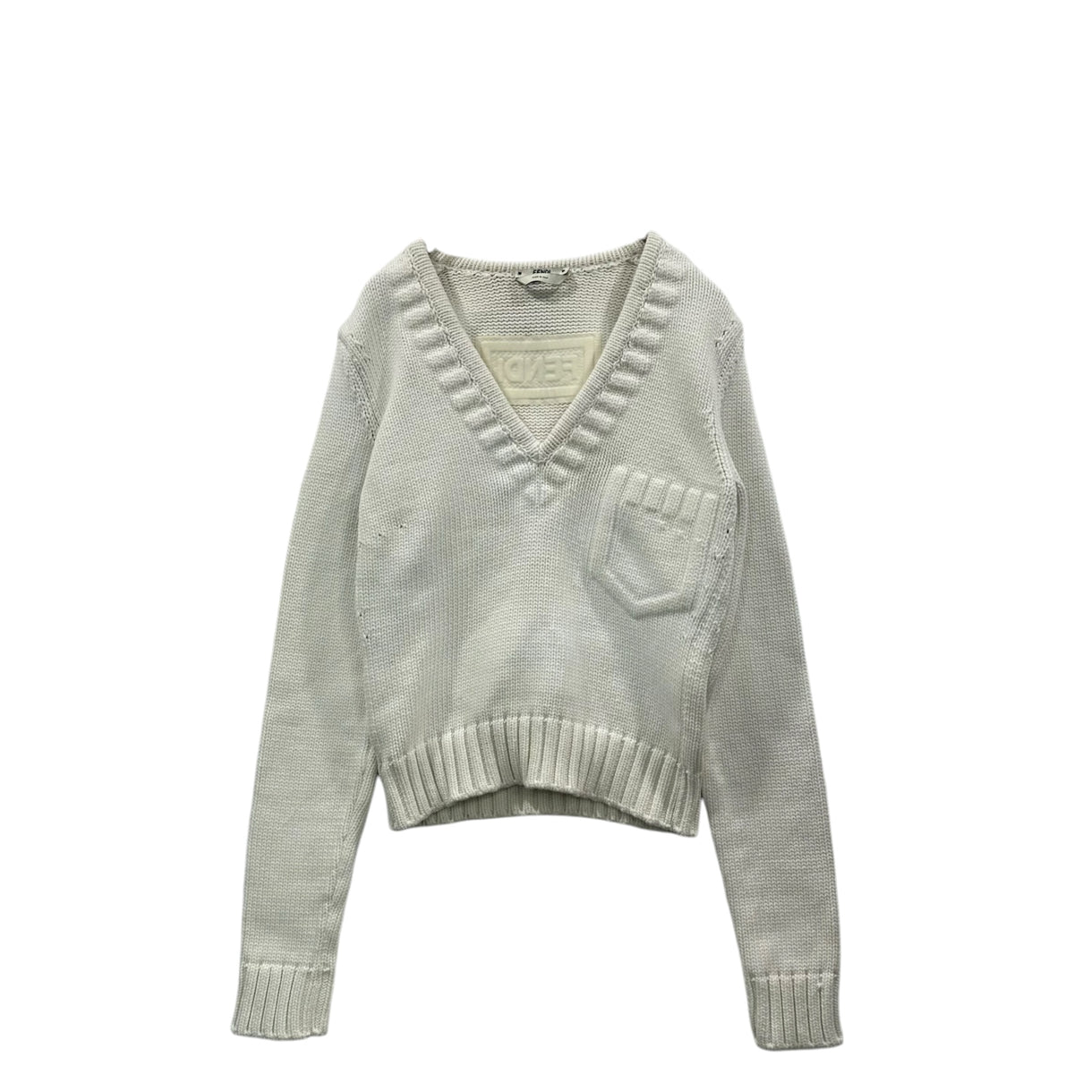 FENDI(フェンディ) 2021SS Fake-Pocket Short-Length Knit & Knit Pants Set-Up フェイク ポケット ショート レングス ニット ニット パンツ セット アップ 12CPF-20-2494 12CPF-20-2495 38 オフホワイト