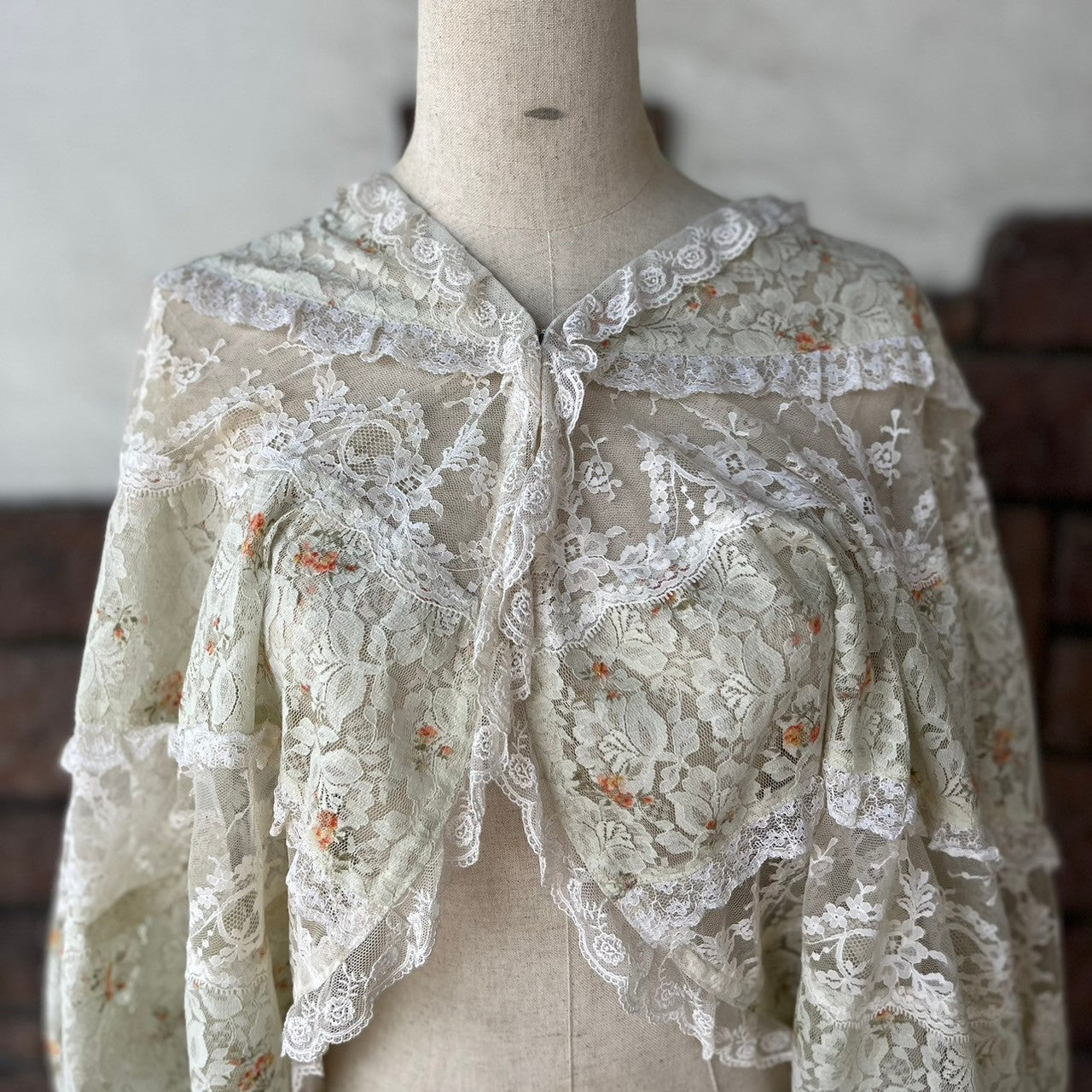 VINTAGE(ヴィンテージ) 80~90's flower print all lace blouse フラワープリント 総レース ブラウス SIZE FREE アイボリー