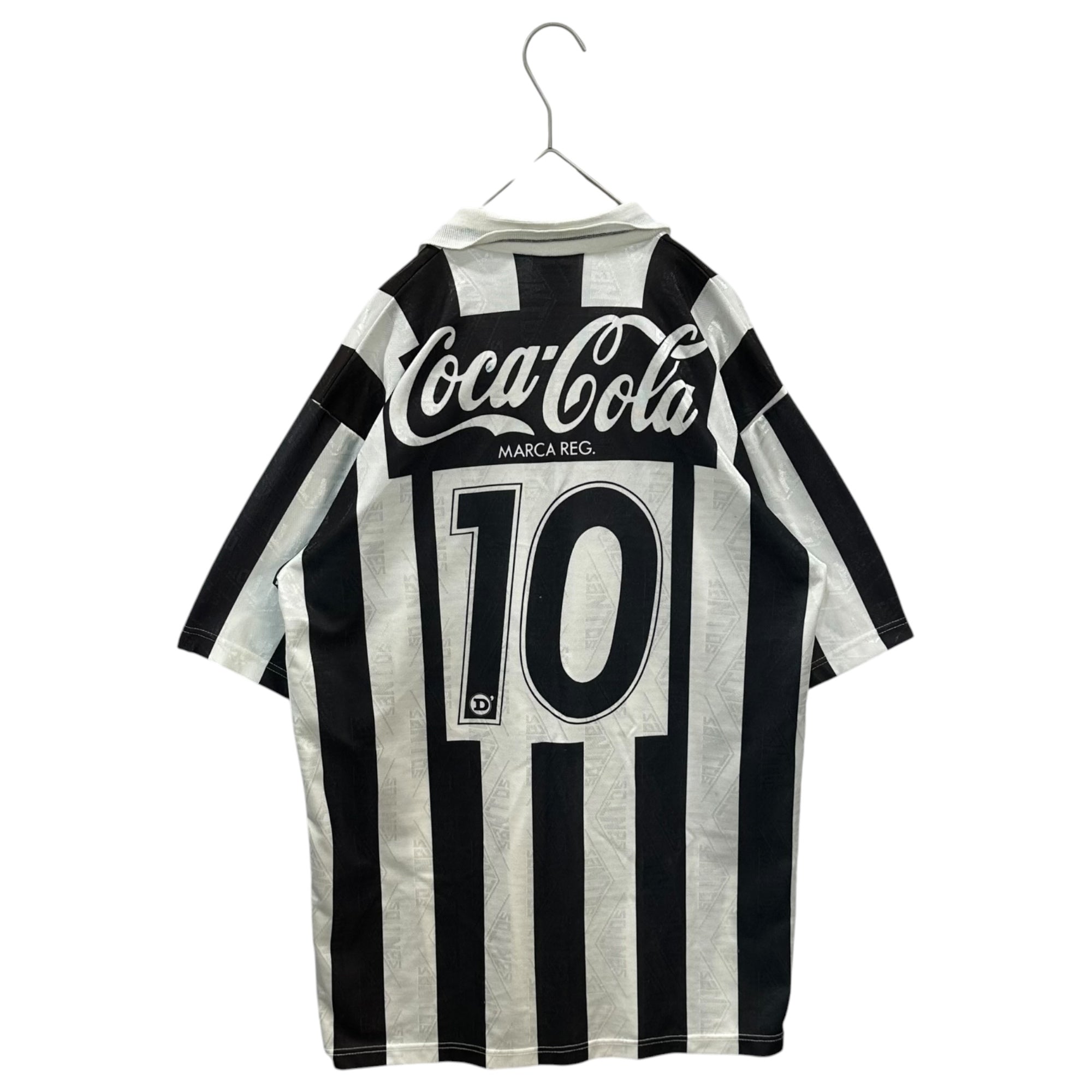 DELELERBA (デレルバ) 1992 Santos FC Away S/S game shirt アウェイ 半袖 ゲームシャツ 表記消(L程度) ホワイト×ブラック コカ・コーラ スポンサー 企業ロゴ