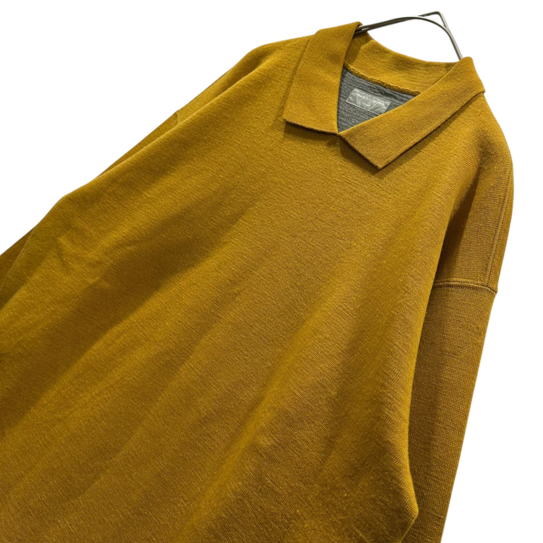 COMME des GARCONS HOMME(コムデギャルソンオム) 1990AW Sweater-Knit Polo Shirt スウェットライク ポロニット HT-080090 イエロー AD1990 90's 90年代 田中オム