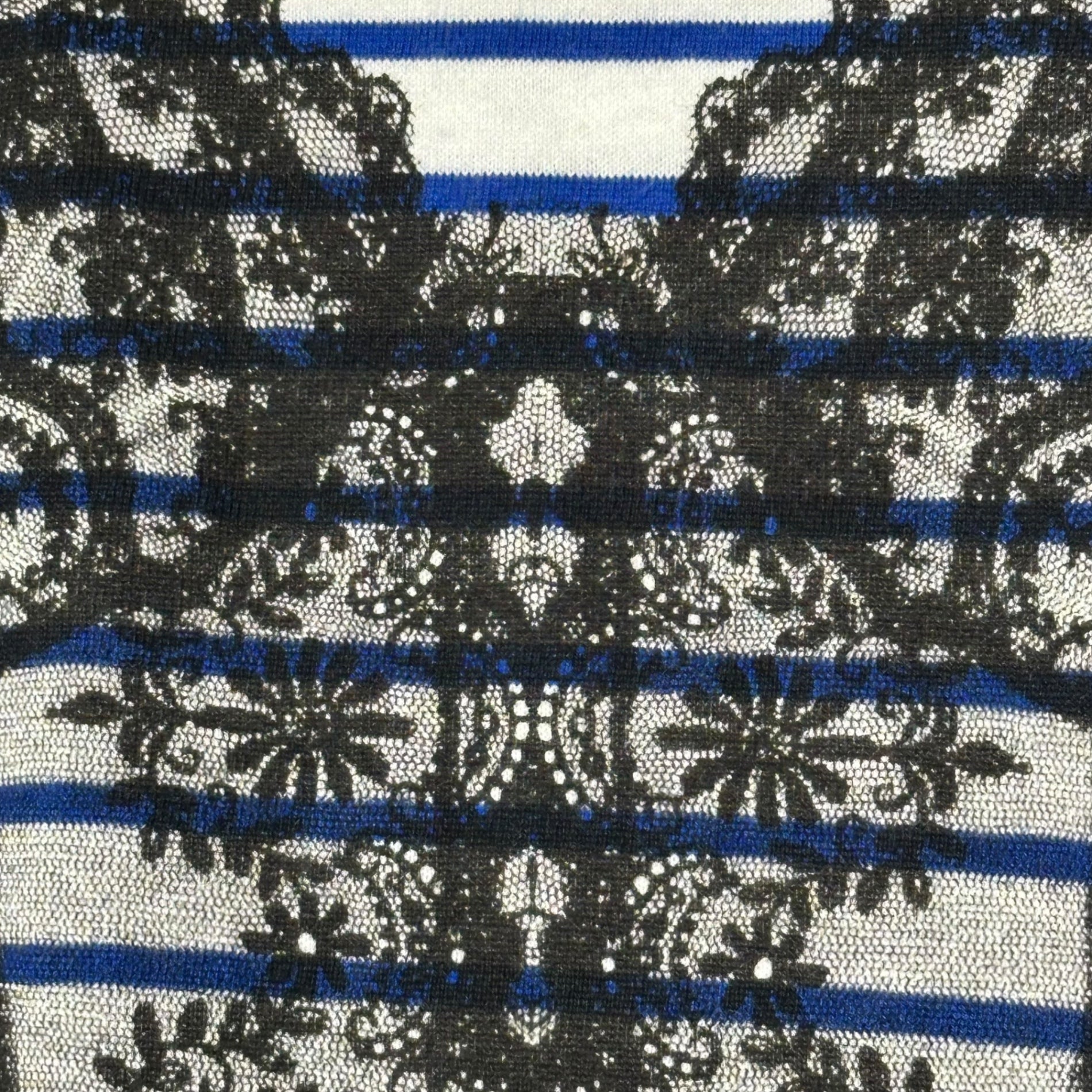 tricot COMME des GARCONS(トリココムデギャルソン) 11AW Lace Heart Print Border L/S T-Shirt レース ハート プリント ボーダー 長袖 Tシャツ TH-T213 S ホワイト×ブルー AD2011