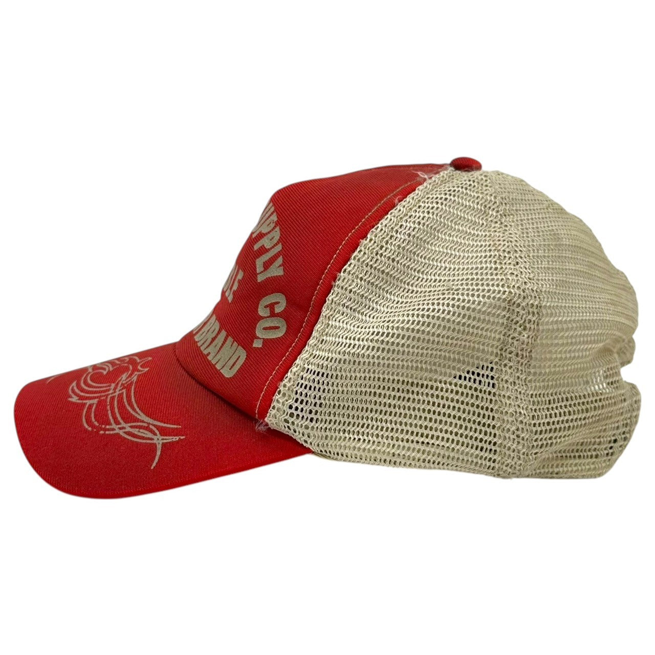 RRL(ダブルアールエル) Vintage-processed printed mesh cap ヴィンテージ加工 プリント メッシュ キャップ レッド