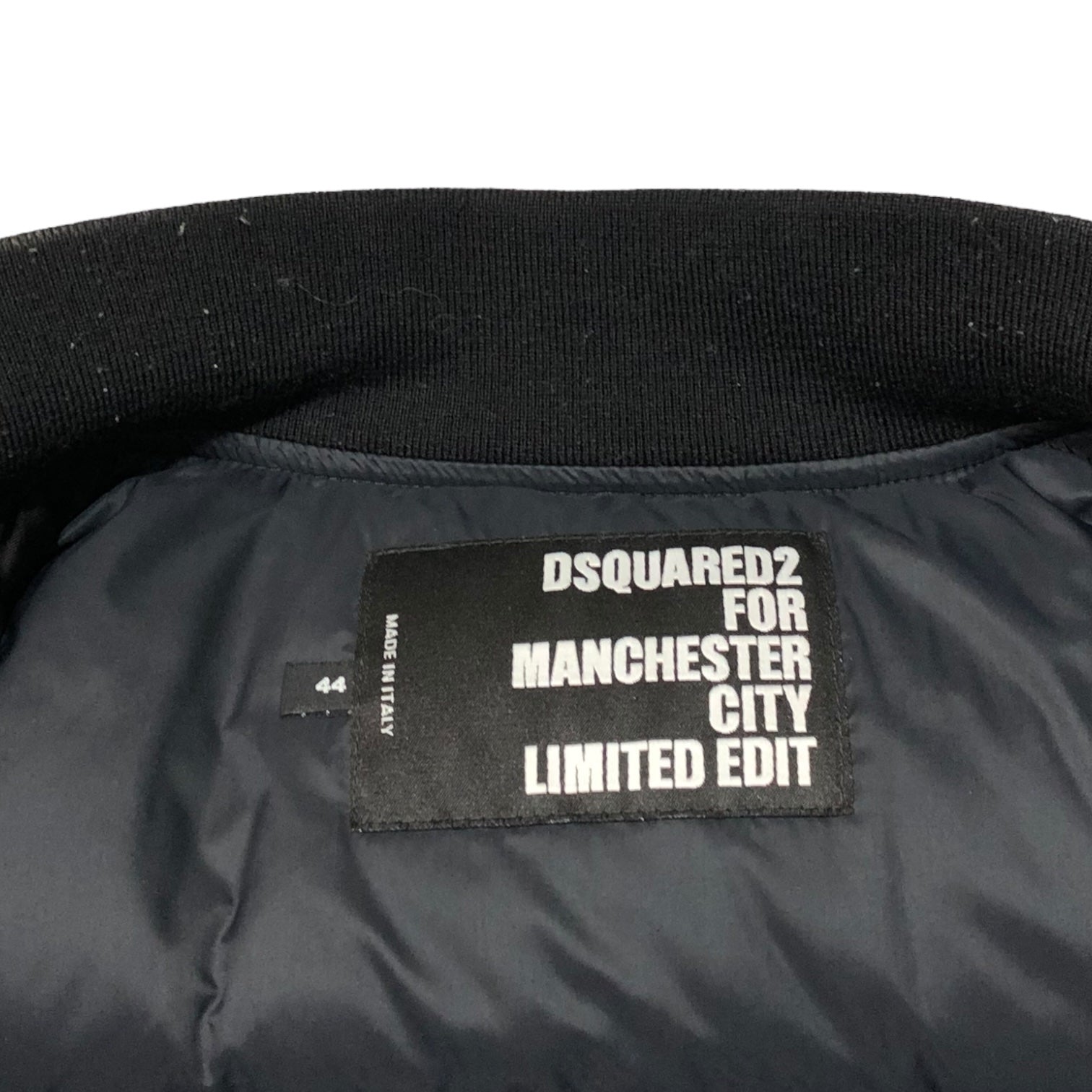 DSQUARED2(ディースクエアード) 23SS Manchester City Bomber jacket マンチェスター シティ ボンバー ジャケット 参考定価28万6000円 S71AN0503 S78411 44(S程度) ブラック MA-1 ブルゾン ダウン