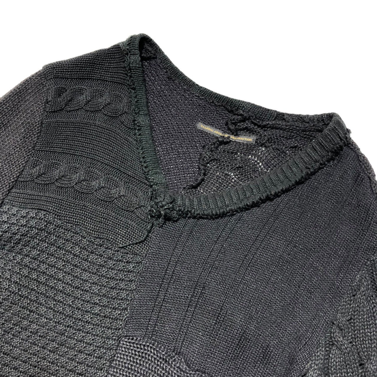 TALKING ABOUT THE ABSTRACTION(トーキングアバウトザアブストラクション) 00's V-neck reconstructed knit Vネック 再構築 ニット 2(M程度) ブラック