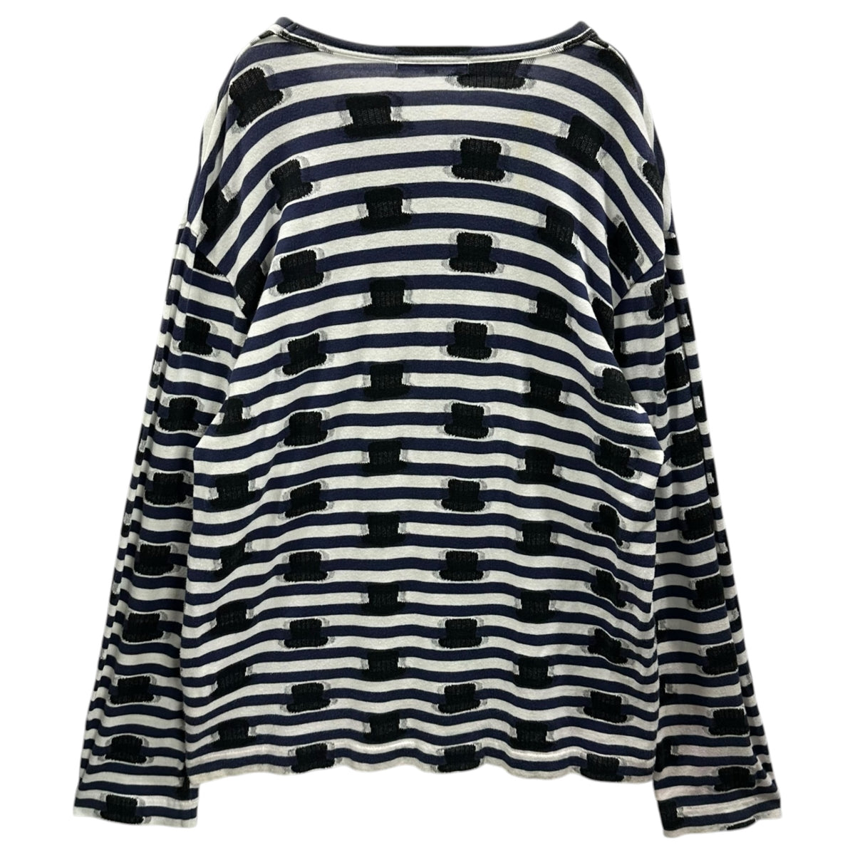 COMME des GARCONS(コムデギャルソン) 2007AW Hat Design Striped L/S Tee ハット デザイン ボーダー 長袖 カットソー  OT-T001 M ホワイト×ブルー