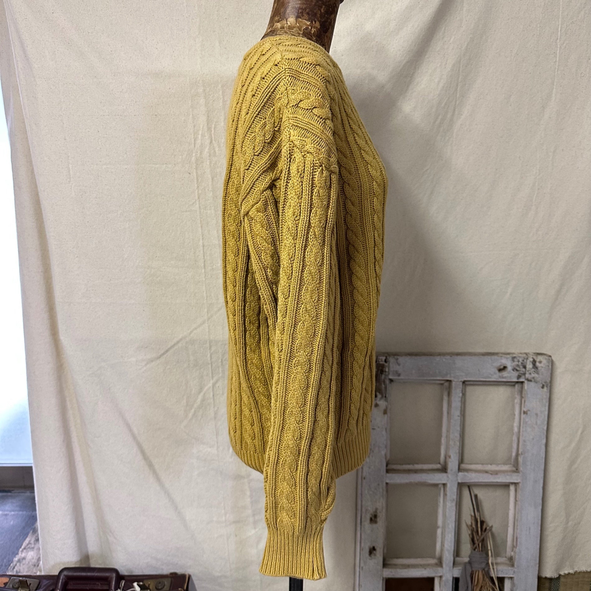 VINTAGE(ヴィンテージ) 90's cable knit pullover ケーブルニット プルオーバー FREE マスタード