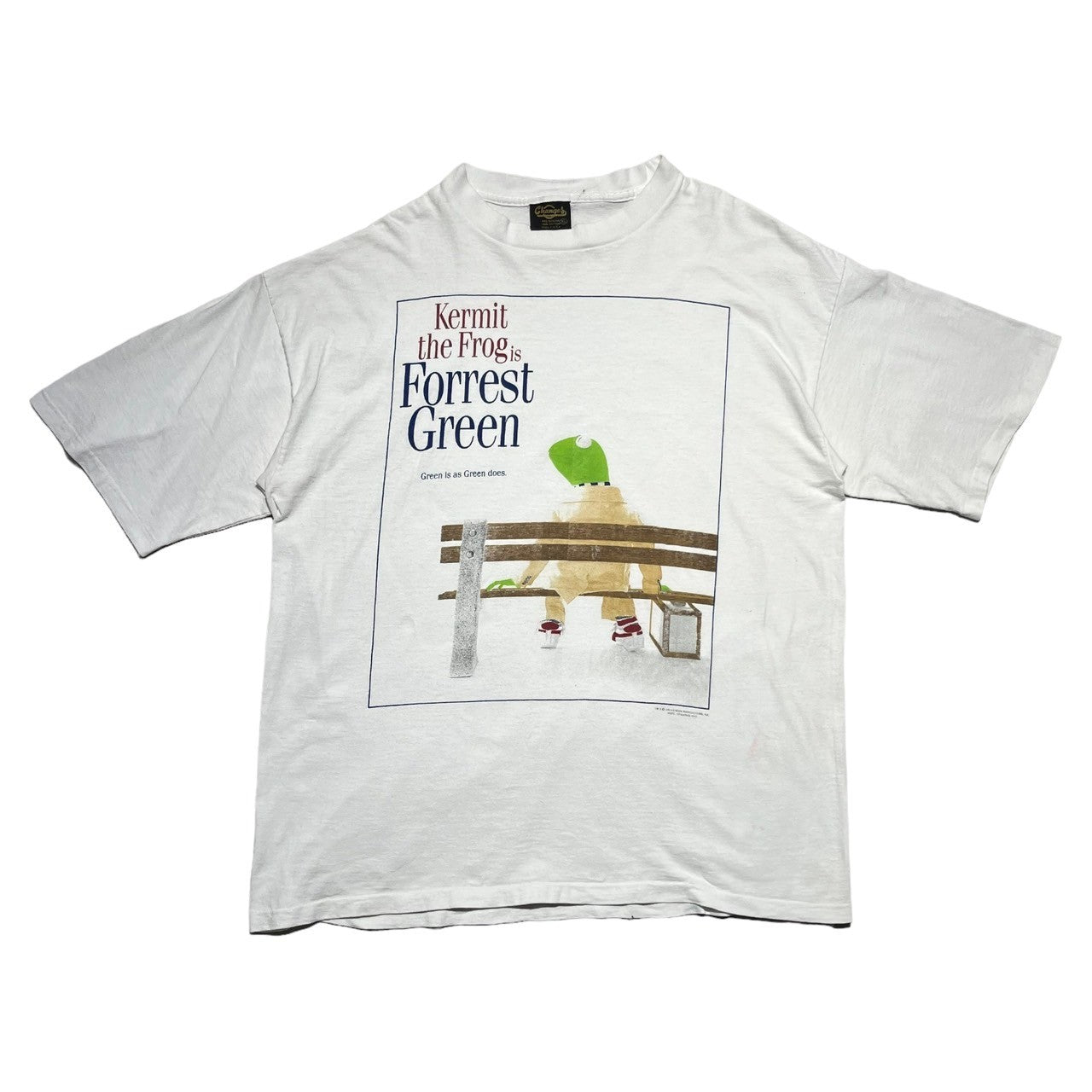 Changes(チェンジィズ) 90's ”Kermit” forest gump parody TEE カーミット フォレスト ガンプ パロディ ヴィンテージ  Tシャツ XL ホワイト 90年代 Forrest Green