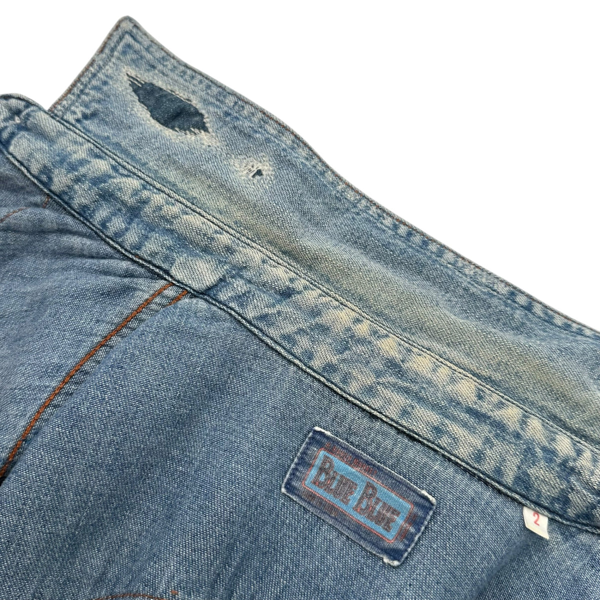 BLUE BLUE(ブルーブルー) BORO Western Denim Shirt ヴィンテージ加工 ウエスタン デニム シャツ 2 ライトインディゴ パッチワーク