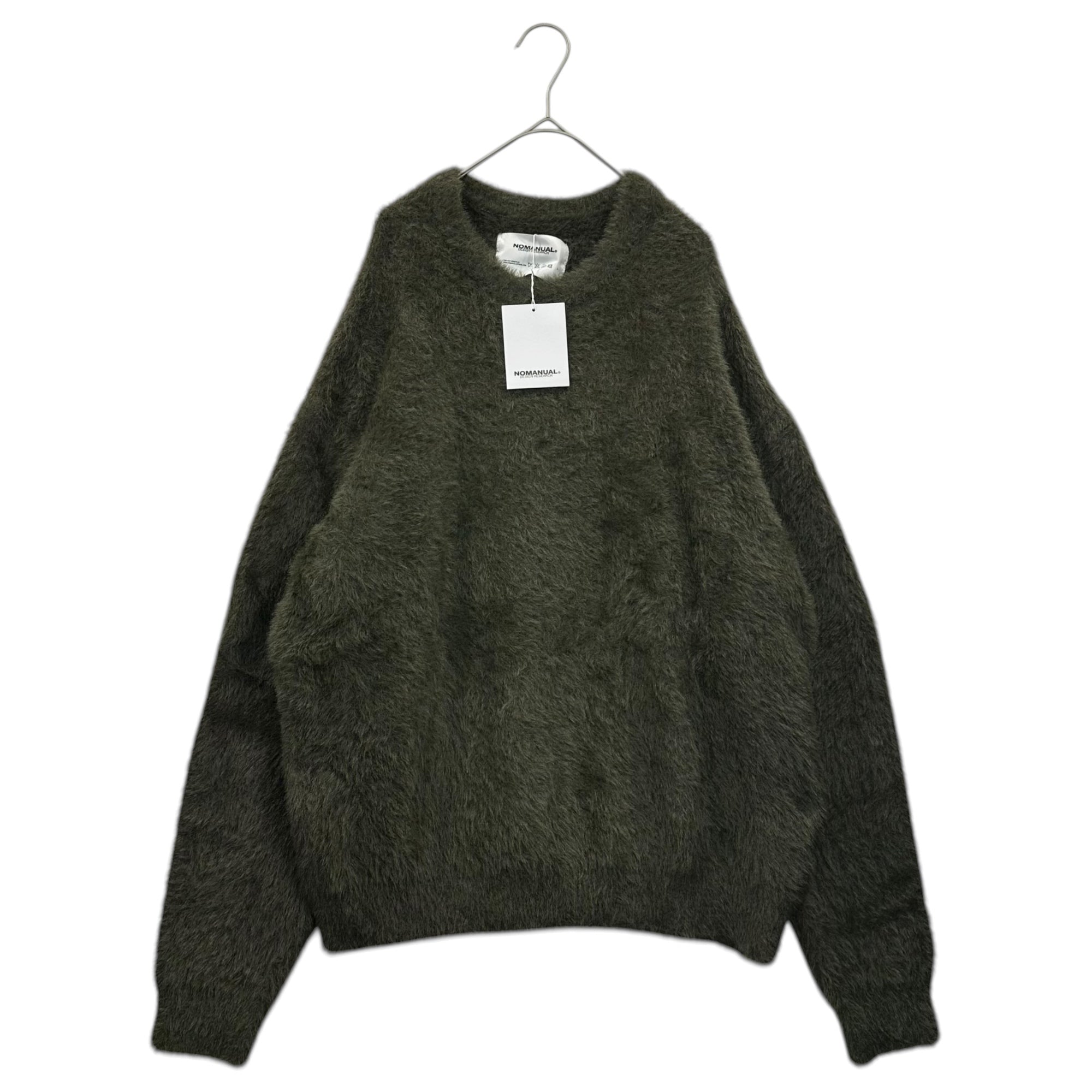 NOMANUAL(ノーマニュアル) CROPPED HAIRY KNIT クロップドヘアリー長袖ニット 4571654523888 L カーキ