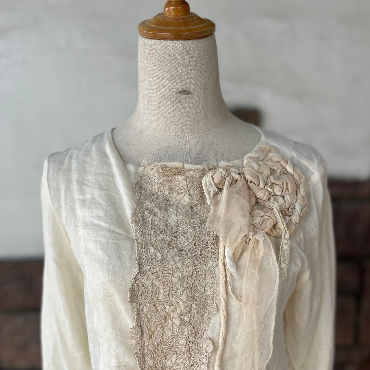 VINTAGE(ヴィンテージ) 80's lace decoration blouse cut and sew レース装飾ブラウスカットソー S アイボリー MAX STUDIO製