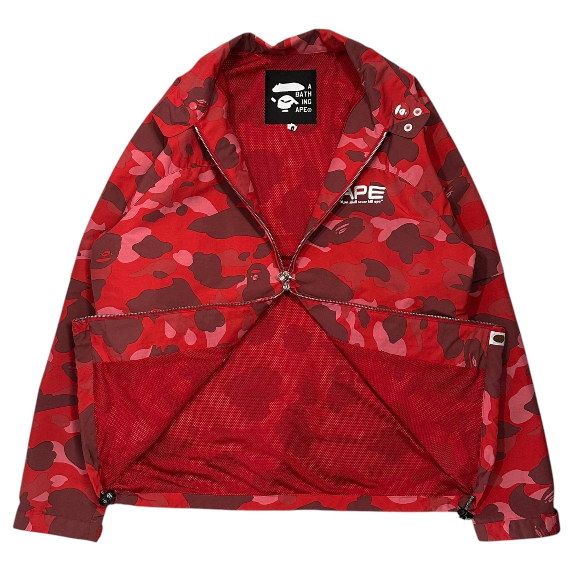A BATHING APE(アベイシングエイプ) 2005'S Color Camouflage Zip-Up Coach Jacket カラー カモ ジップアップ コーチ ジャケット  M レッド 00's アーカイブ