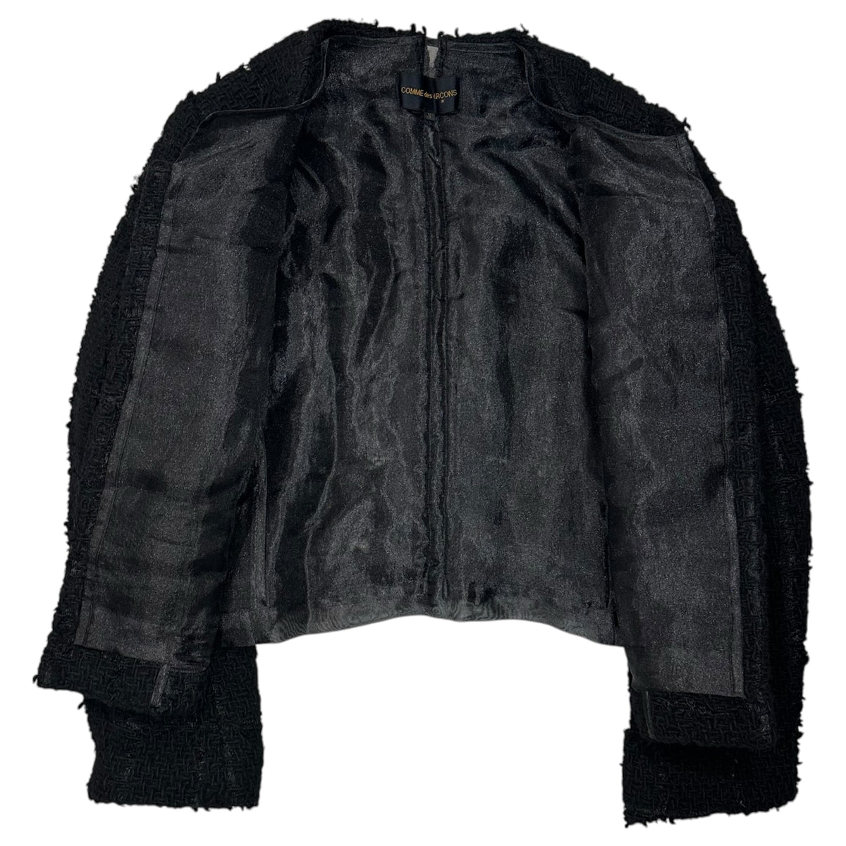 COMME des GARCONS(コムデギャルソン) 1997AW Intarsia Check Collarless Wool Jacket 編み柄 チェック ノーカラー ウール ジャケット GJ-04008S S ブラック AD1997 90s アーカイブ