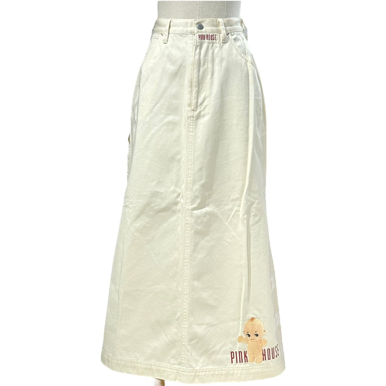 PINK HOUSE(ピンクハウス) 00's Kewpie Patchwork Cargo Pocket Long Skirt キューピー パッチワーク カーゴポケット ロング スカート 表記無(S程度) ホワイト ワッペン マキシ