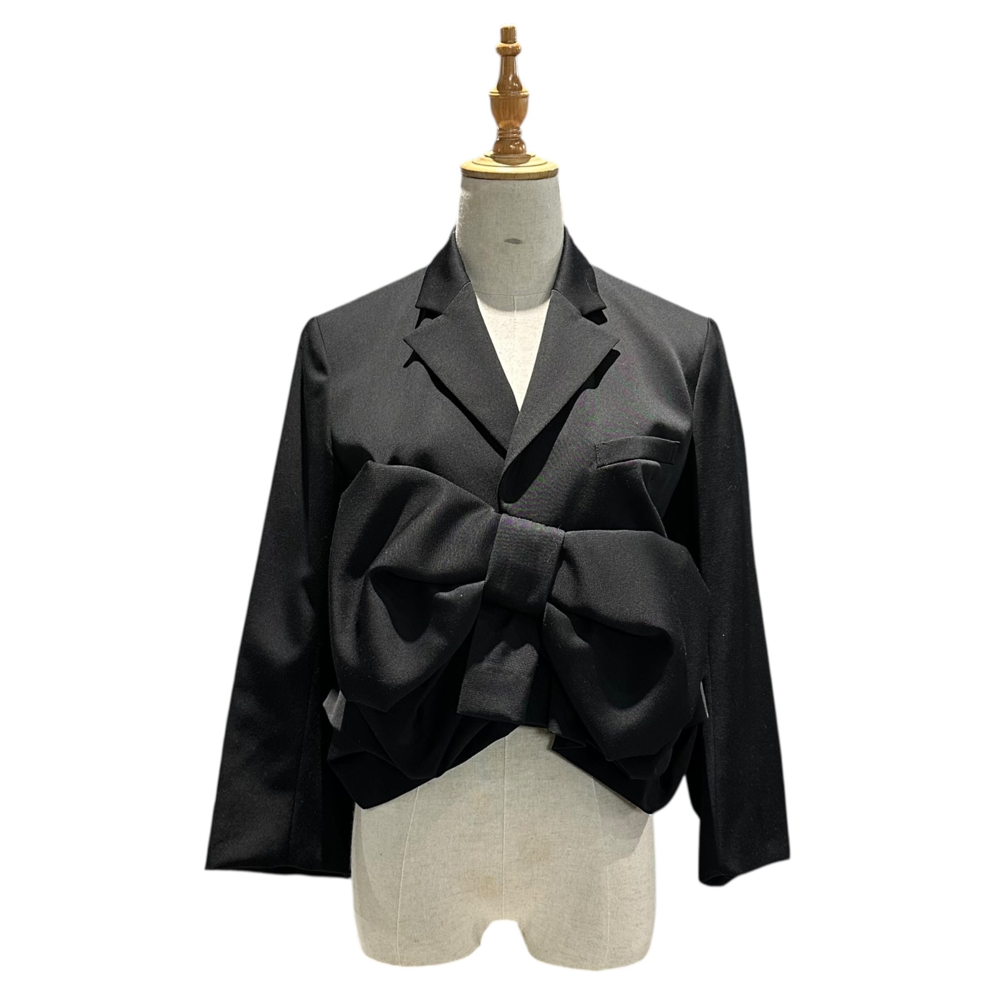 TAO COMME des GARCONS(タオコムデギャルソン) 07SS Big Ribbon Decorative Wool Short-Length Jacket ビッグリボン 装飾 ウール ショートレングス ジャケット  3S-J004 S ブラック AD2006
