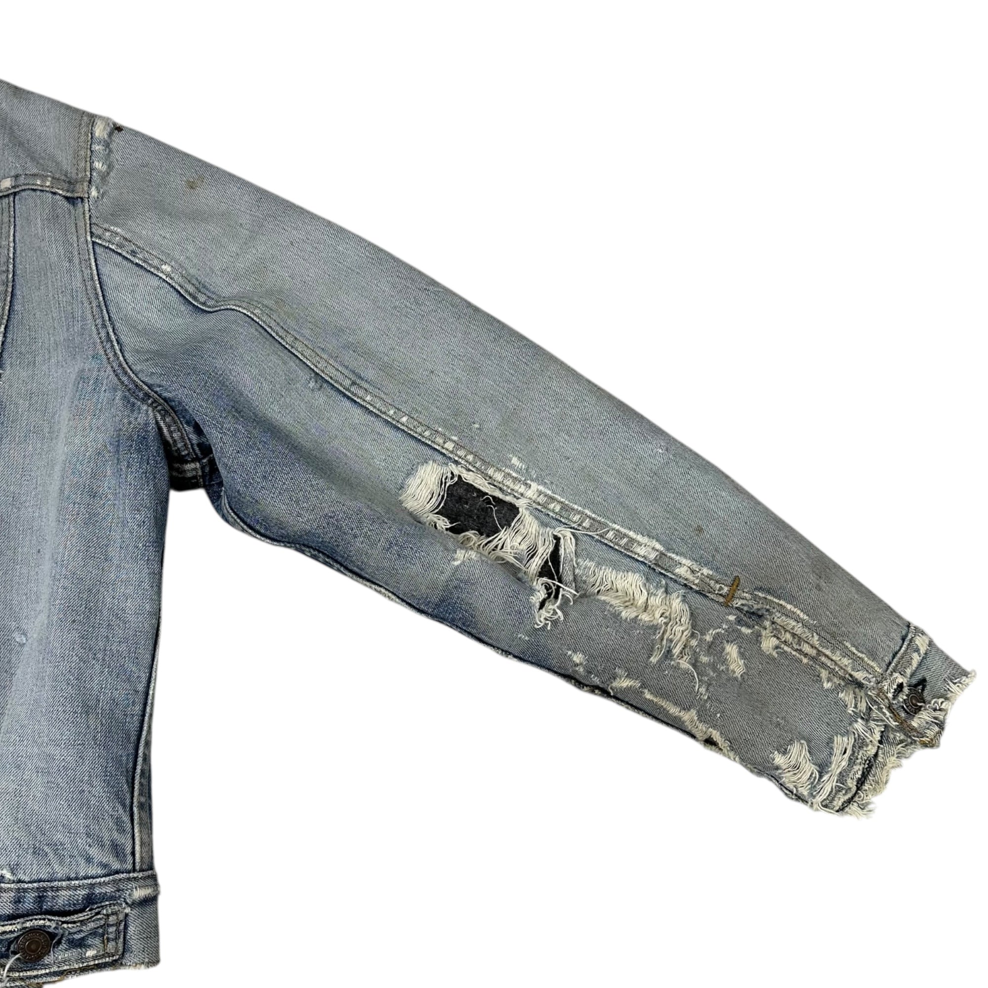 Levi's(リーバイス) 70's 「BORO」 70505 Hard Damaged Lined Blanket Denim Jacket 70年代 ボロ ハードダメージ 裏地 ブランケット デニム ジャケット L~XL程度 ライトインディゴ