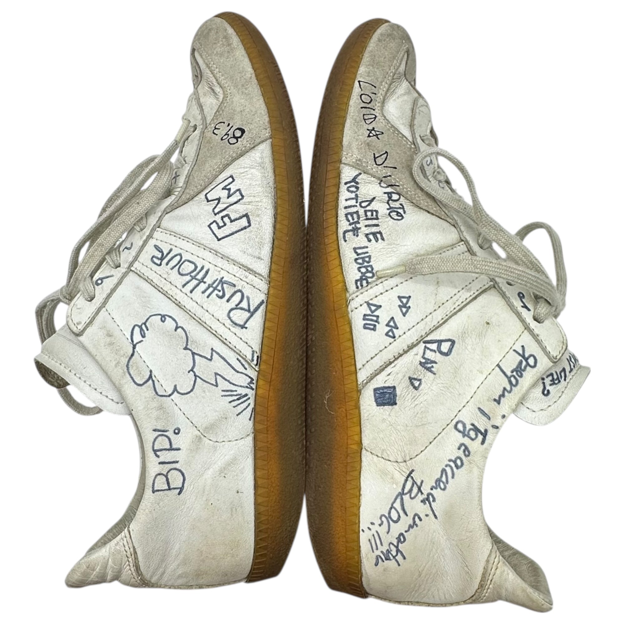 Maison Martin Margiela(メゾン マルタンマルジェラ) 2006SS Graffiti German Trainer 落書き ジャーマン トレーナー 41(26cm~26.5cm程度) ホワイト アーカイブ 本人期