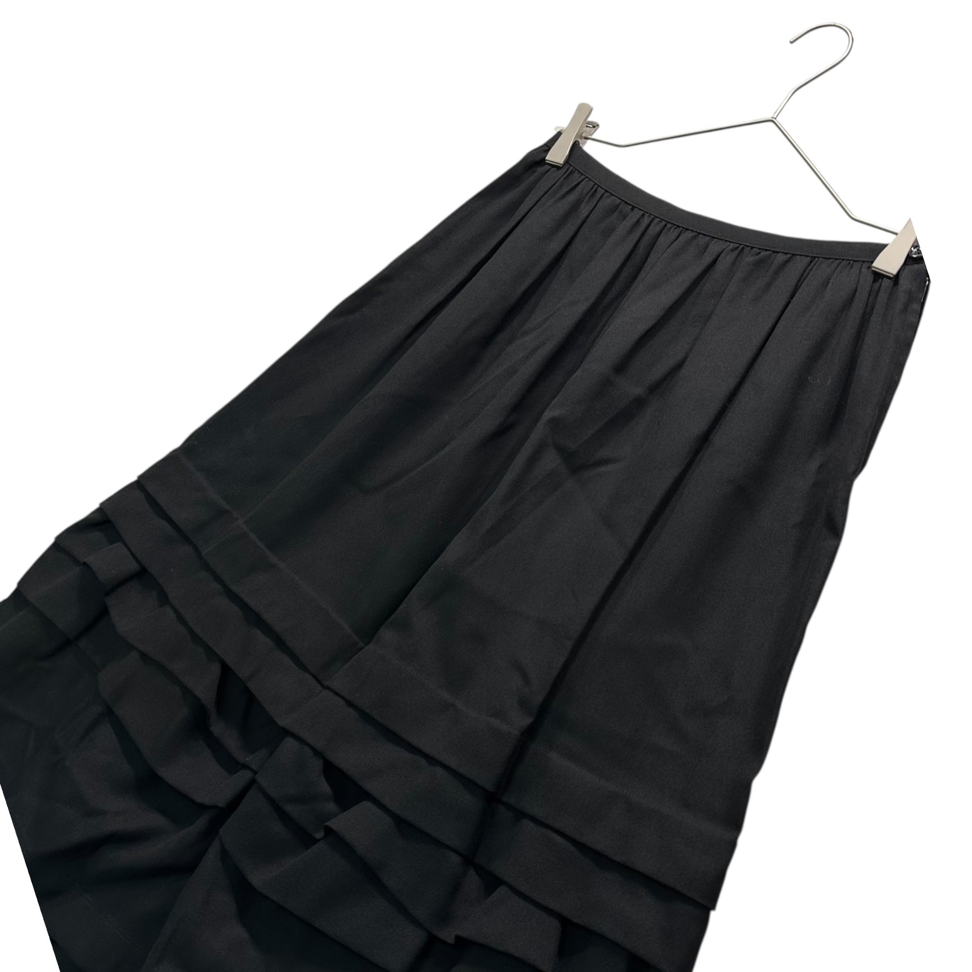 tricot COMME des GARCONS(トリココムデギャルソン) 09SS Wool Tencel Tiered Skirt  ウール テンセル ティアード スカート  TC-S002 M ブラック AD2008