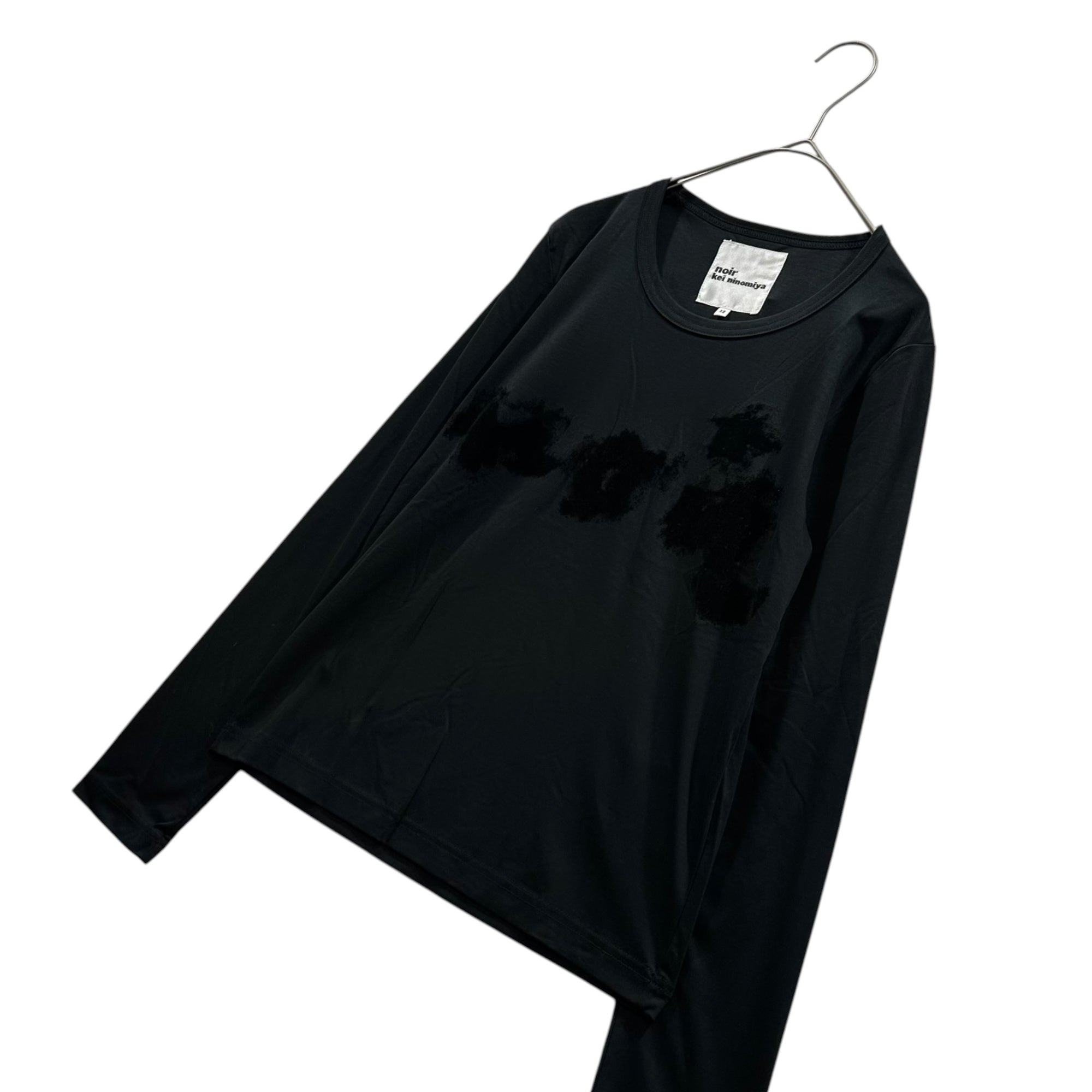 noir kei ninomiya(ノワールケイニノミヤ) 2013SS Flock Print Stretch L/S T-Shirt フロッキー ストレッチ 長袖 Tシャツ 3K-T003 XS ブラック AD2012