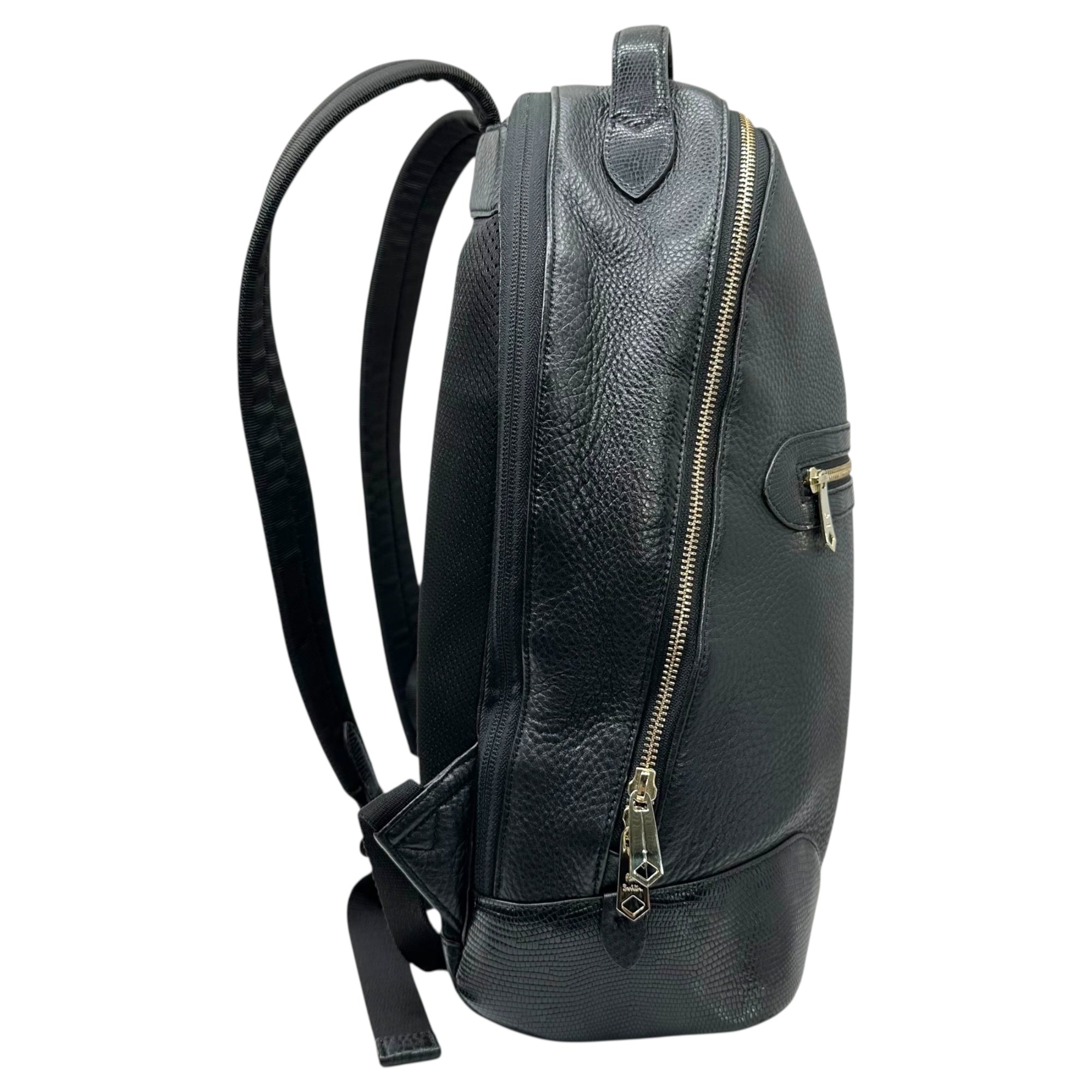 PAUL SMITH(ポールスミス) Embossed Leather Daypack Backpack 型押し レザー デイパック リュック ブラック