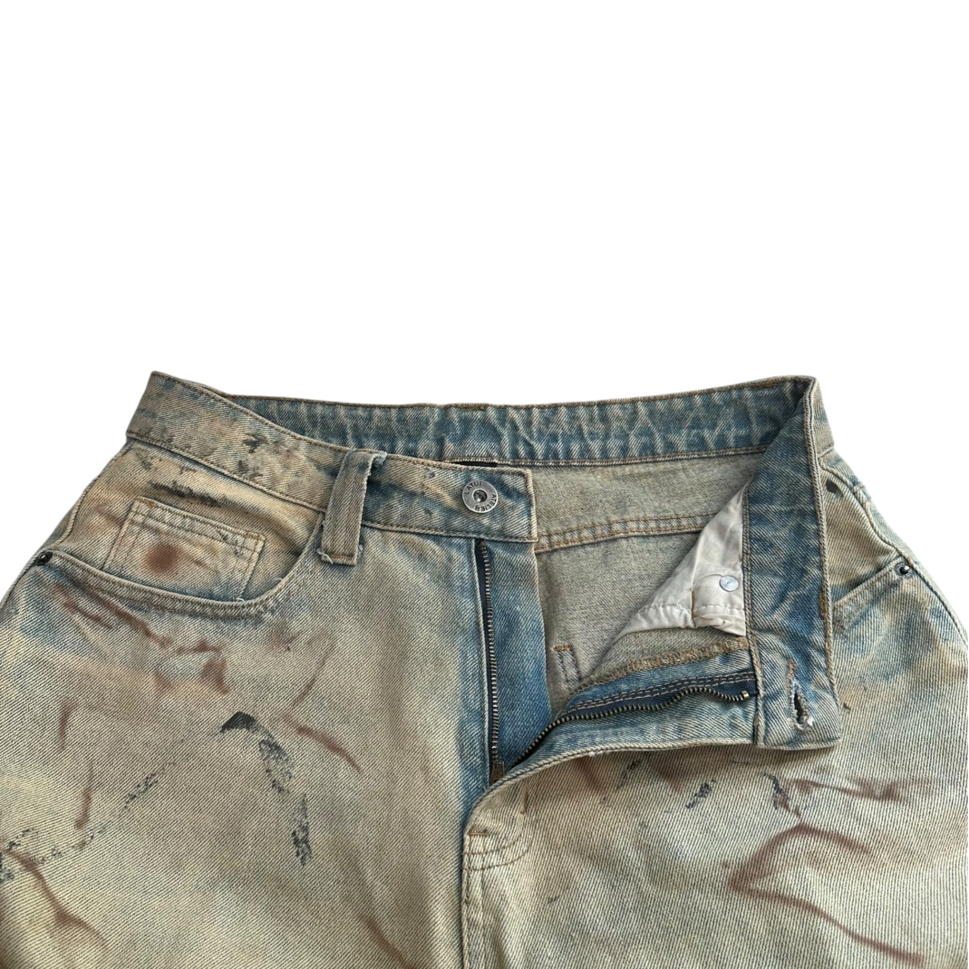 LATUI ATELIER(ラトゥイ アトリエ) Vintage-Washed Wide-Leg Baggy Denim Pants ヴィンテージ加工 ワイド バギー デニム パンツ M ライトインディゴ