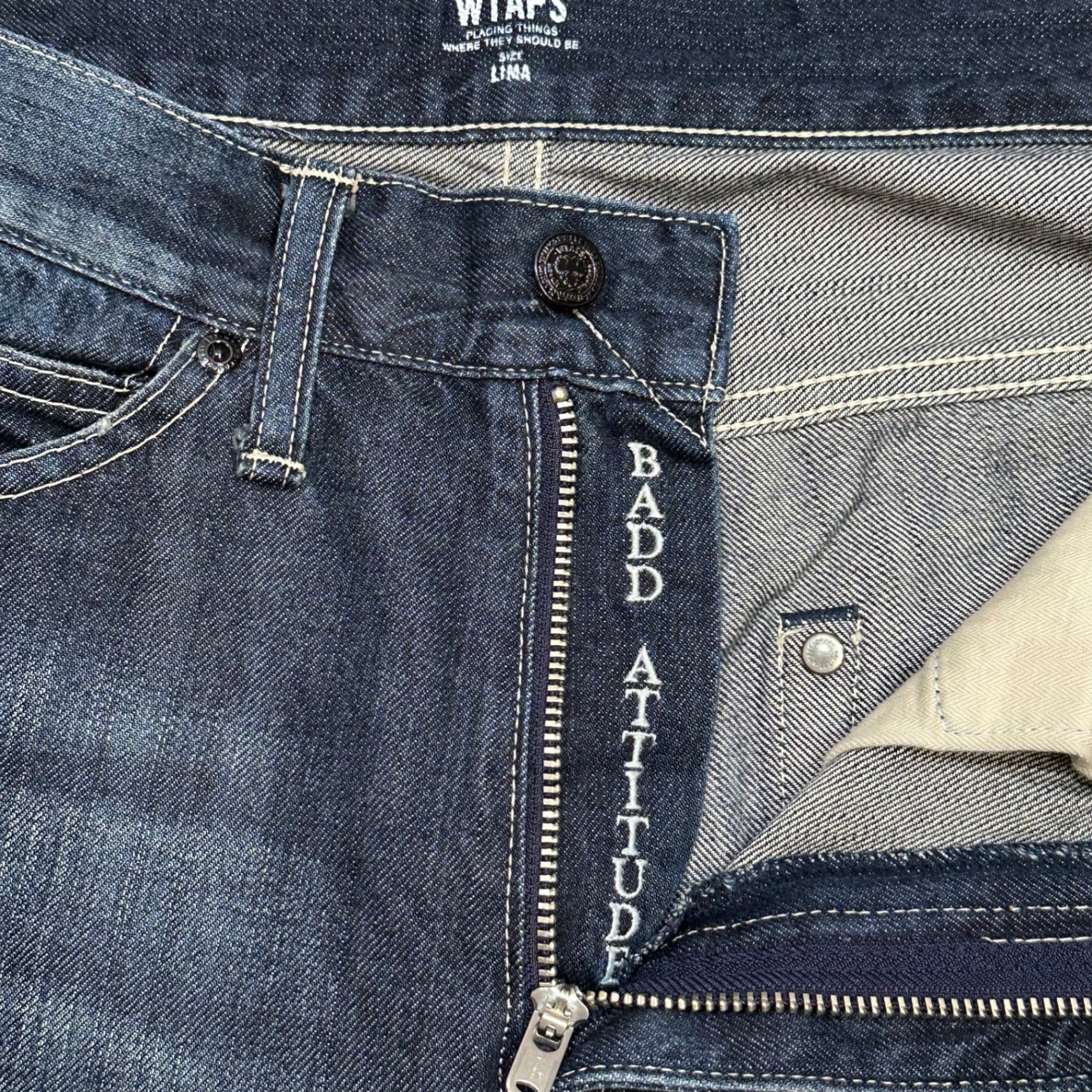 WTAPS(ダブルタップス) 11SS BLUES SKINNY TROUSERS COTTON DENIM TRASH ブルース スキニー パンツ コットン デニム トラッシュ  111GWDT-PTM05 L インディゴ ダメージ リペア加工