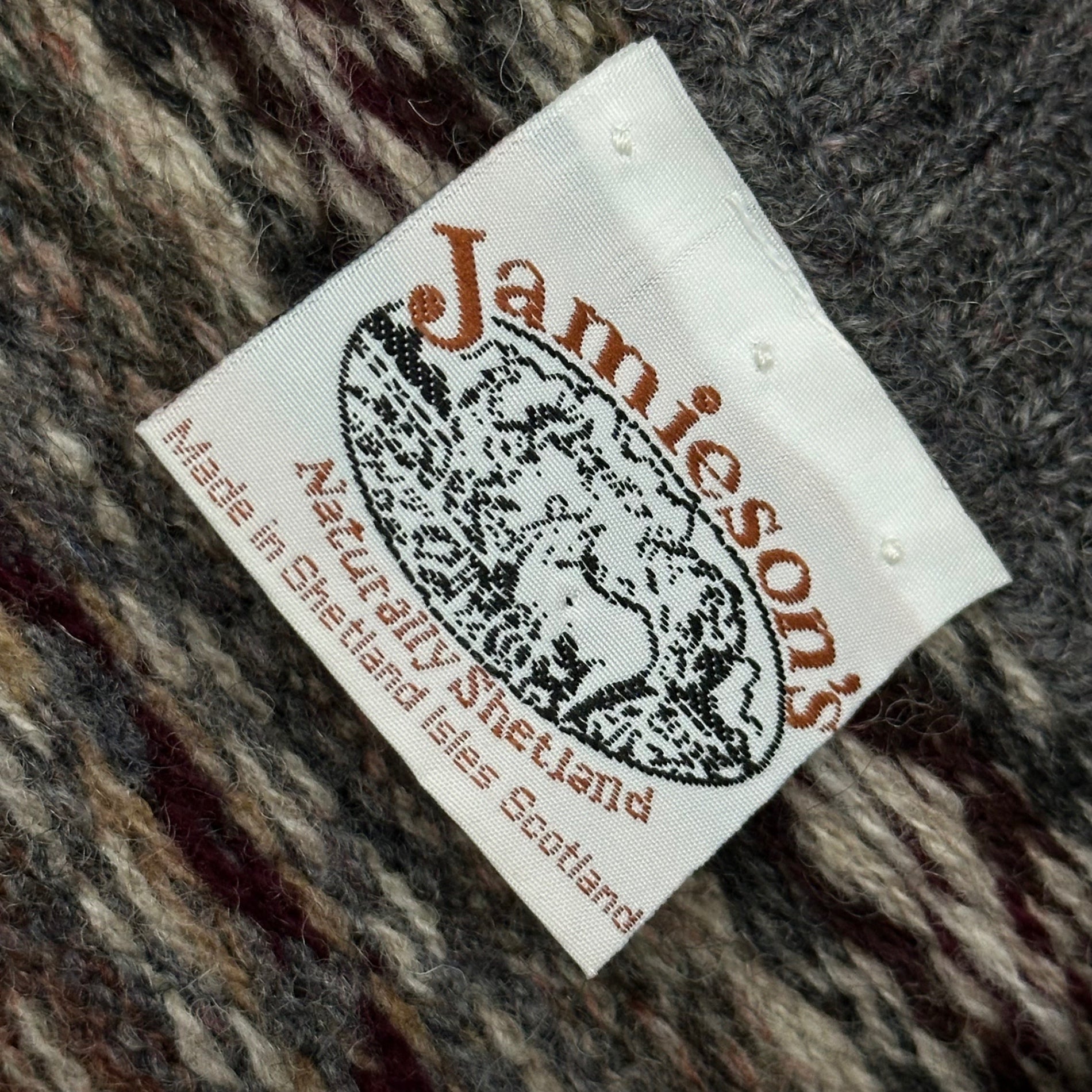 jamieson's(ジャミーソンズ) 90's~00's Nordic pattern full-zip knitノルディック柄 フルジップ ニット MK457Z 44 グレー×マルチカラー