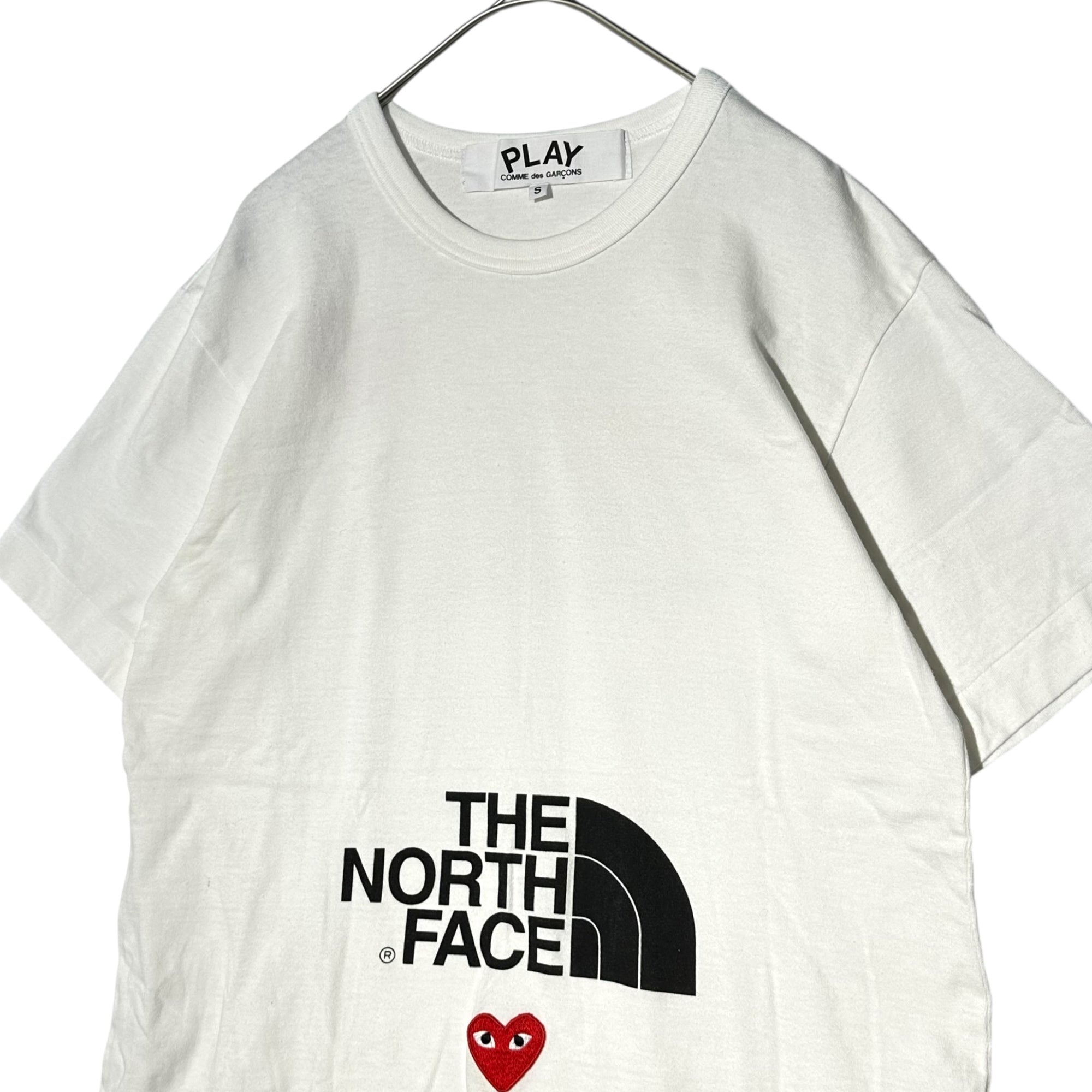 PLAY COMME des GARCONS×THE NORTH FACE(プレイコムデギャルソン×ザノースフェイス) W Name Heart Logo T-Shirt ダブル ネーム ハート ロゴ Tシャツ AE-T202 S ホワイト AD2020