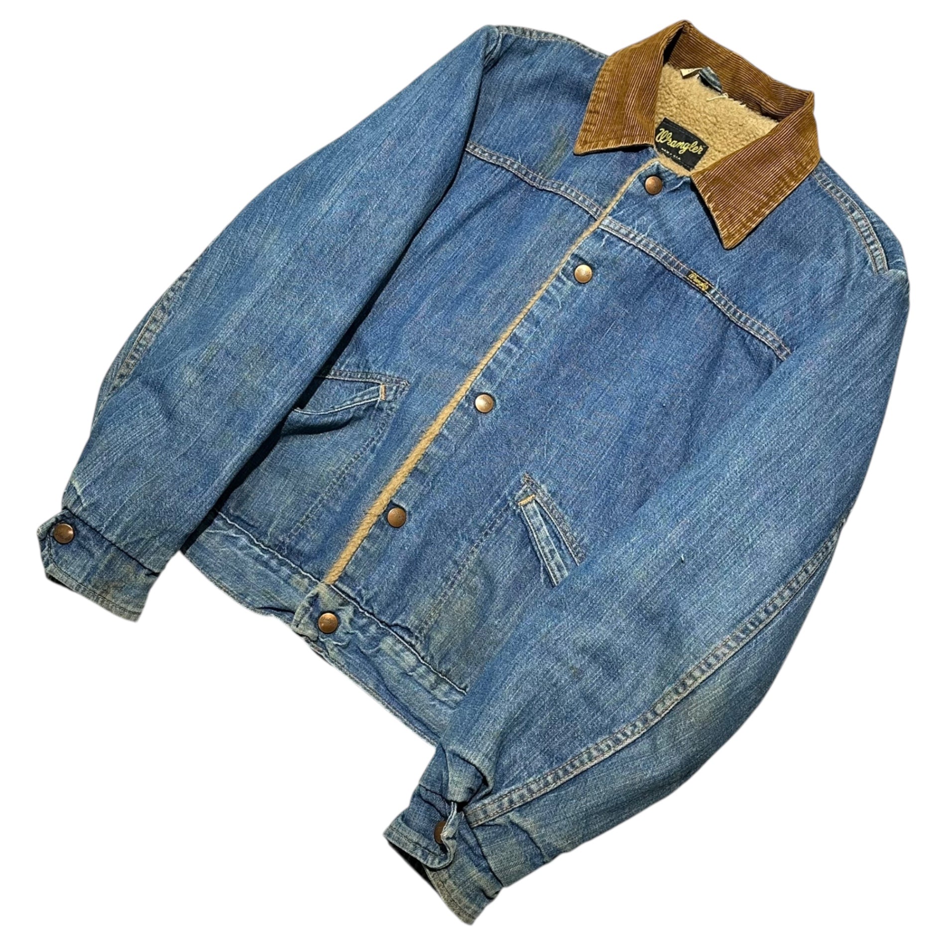 WRANGLER(ラングラー) 70's Vintage Denim Fleece Jacket ヴィンテージ デニム ボア ジャケット 36 インディゴ 70年代 72~76年 太文字黒タグ