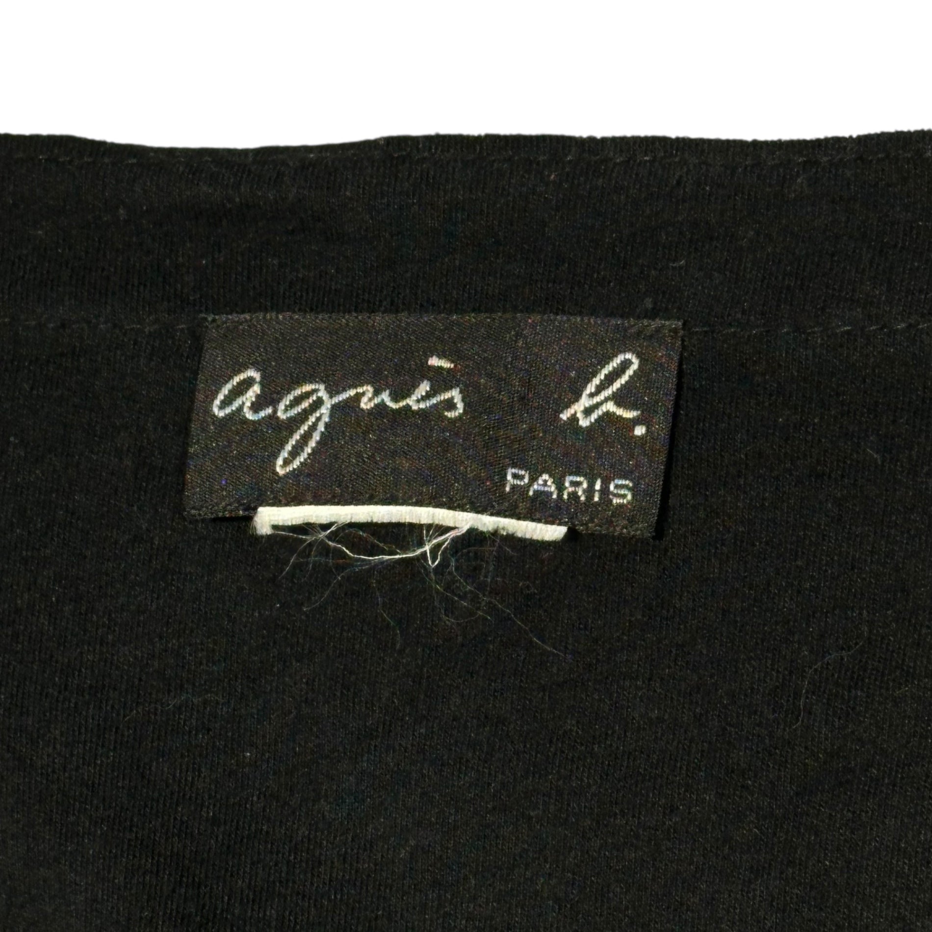 agnes b.(アニエスベー) 00's Asymmetrical Snap Button V-Neck Cut and Sewn アシンメトリー スナップ ボタン Vネック カットソー 表記無(M程度) ブラック Y2K ピチT