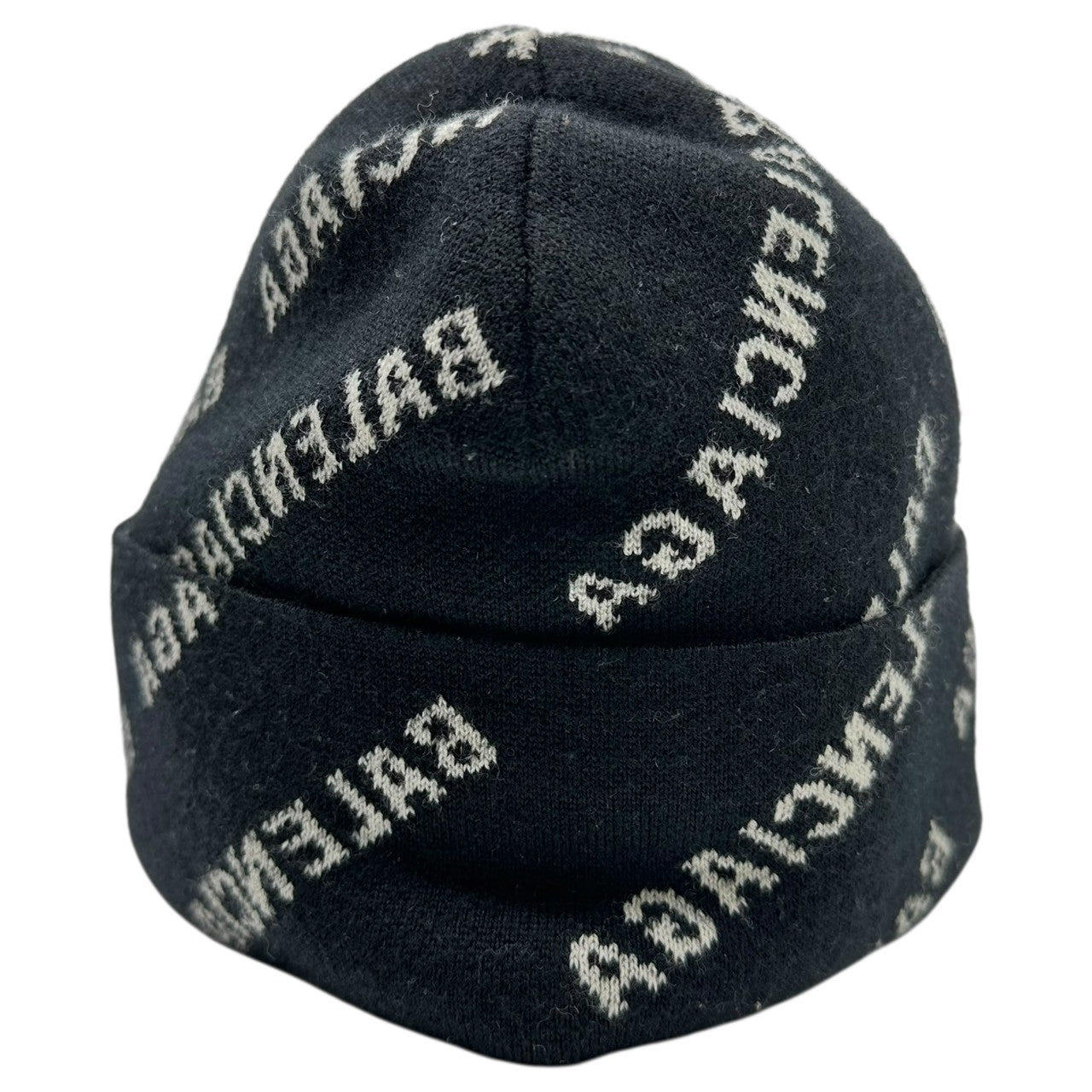 BALENCIAGA(バレンシアガ) Logo All-Over Print Beanie ロゴ 総柄 ビーニー 719580 ブラック×ホワイト