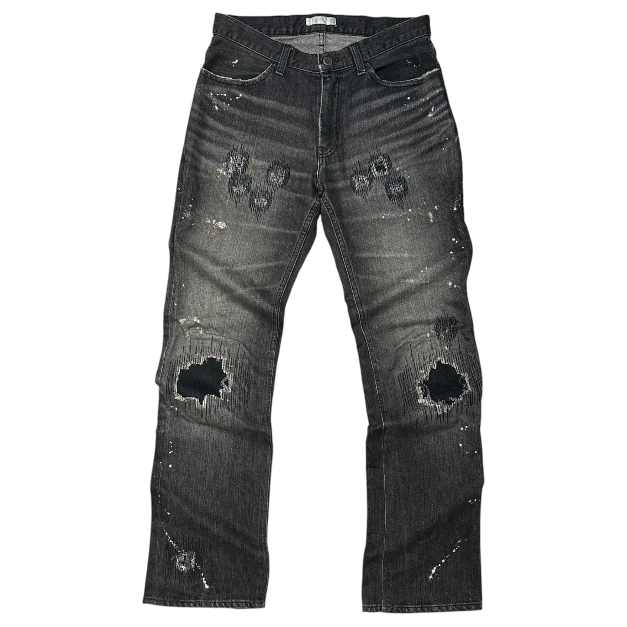 NUMBER (N)INE(ナンバーナイン) 2001AW "STANDARDS" GRANGE DENIM PANTS スタンダード期 グランジ デニム パンツ 2×30 ブラック 00's