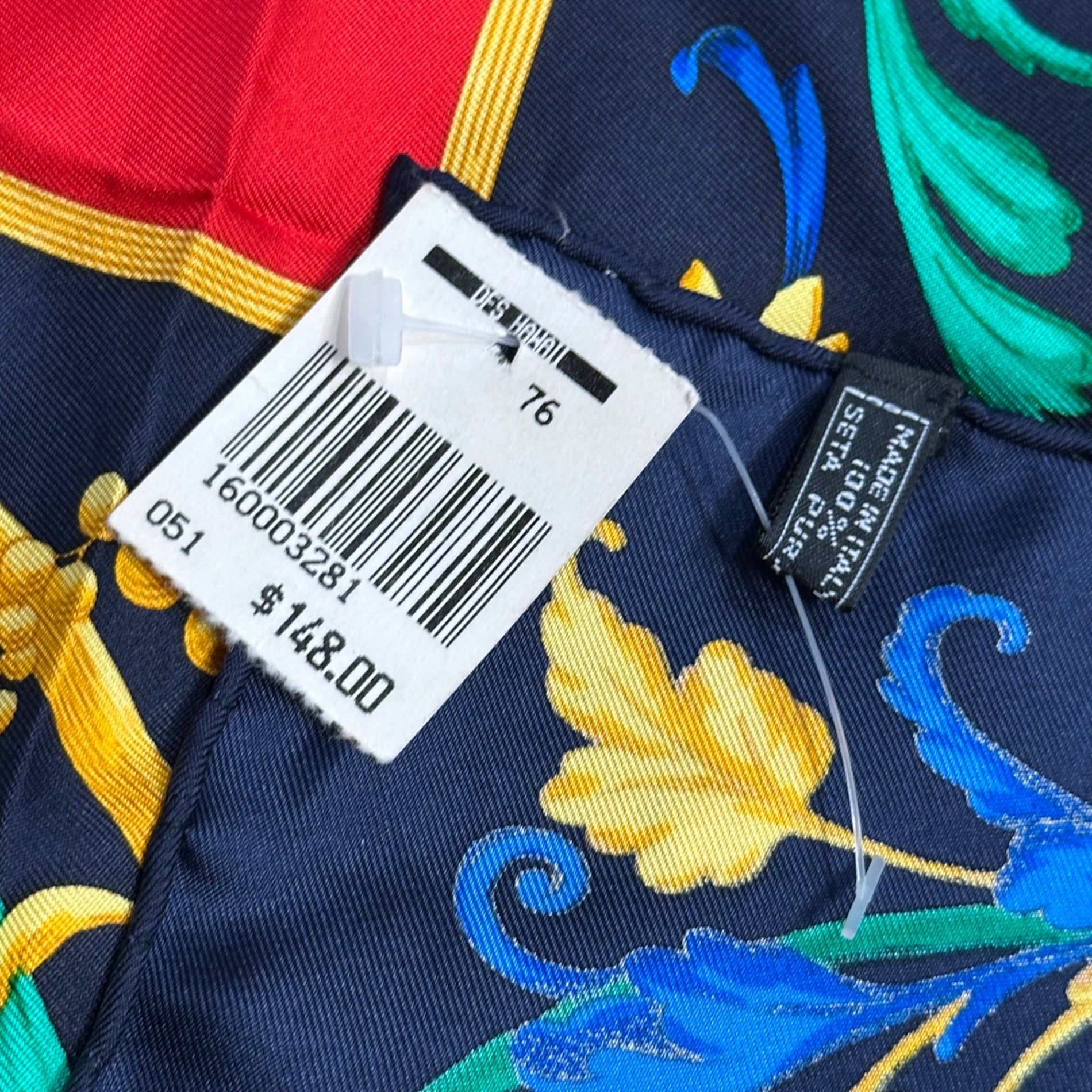 CELINE(セリーヌ) Silk Floral Scarf シルク フローラル スカーフ ネイビー×レッド