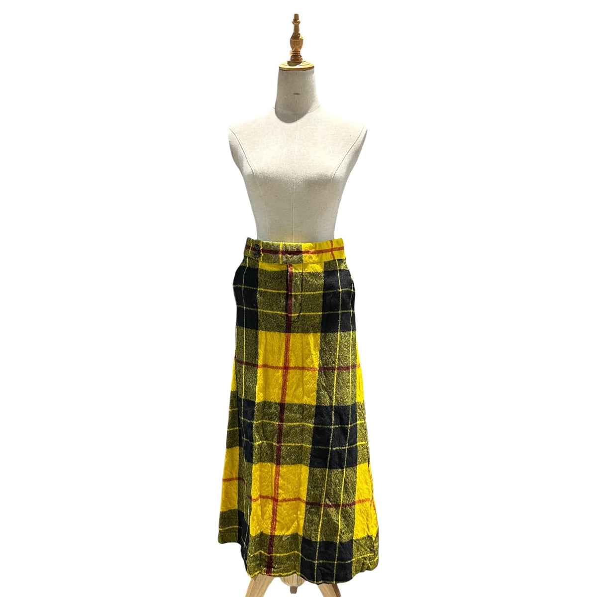COMME des GARCONS(コムデギャルソン) 2000AW Tartan Check Fulling Wool Long Skirt タータン チェック ウール縮絨 ロング スカート GS-04010S S イエロー×ブラック×レッド AD2000 00s アーカイブ