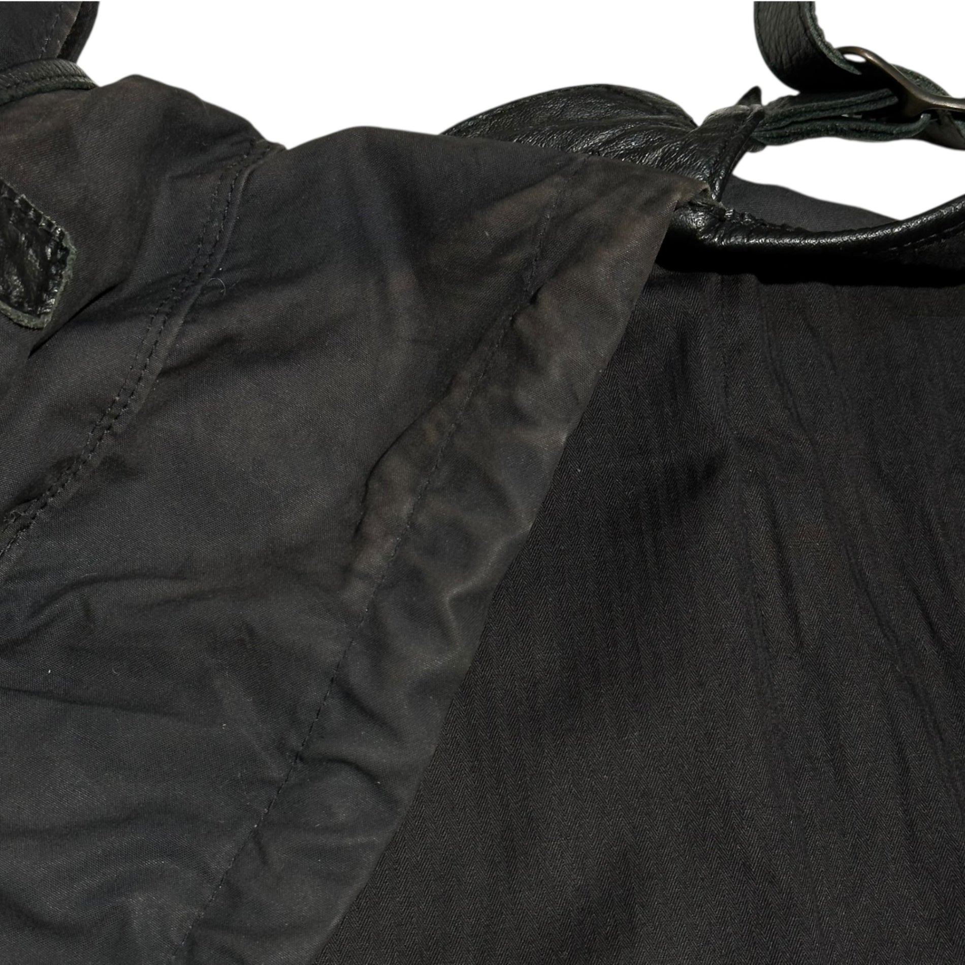 STIFF(スティッフ) Leather-Trimmed Big Messenger Bag レザー 切替  ビッグ メッセンジャー バッグ ブラック