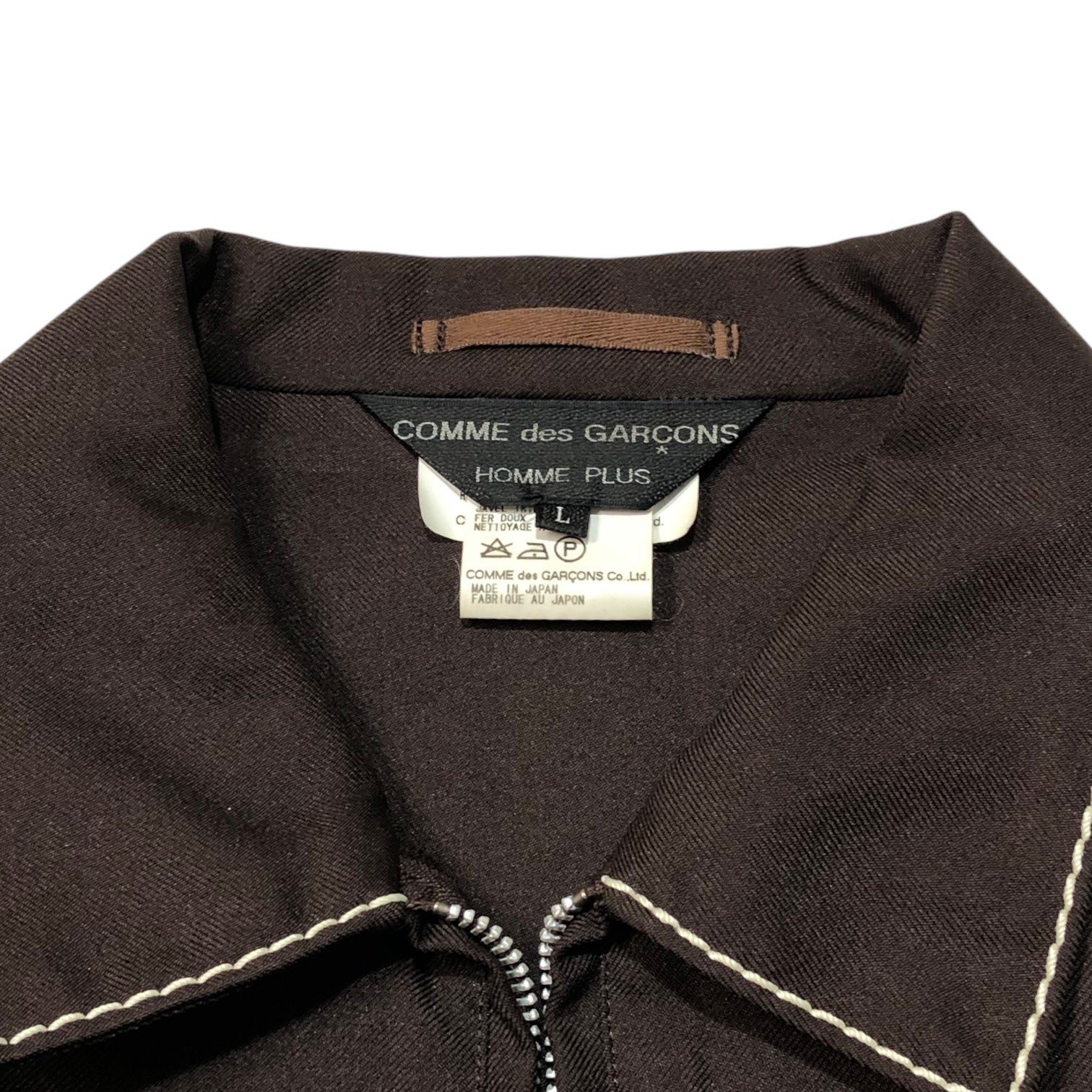 COMME des GARCONS HOMME PLUS(コムデギャルソンオムプリュス) 99AW Souvenir Kitsch stitched  pullover jacket スーベニールキッチュ期 ステッチ プルオーバー ジャケット XJ-01079L L ブラウン×ホワイト AD1999  