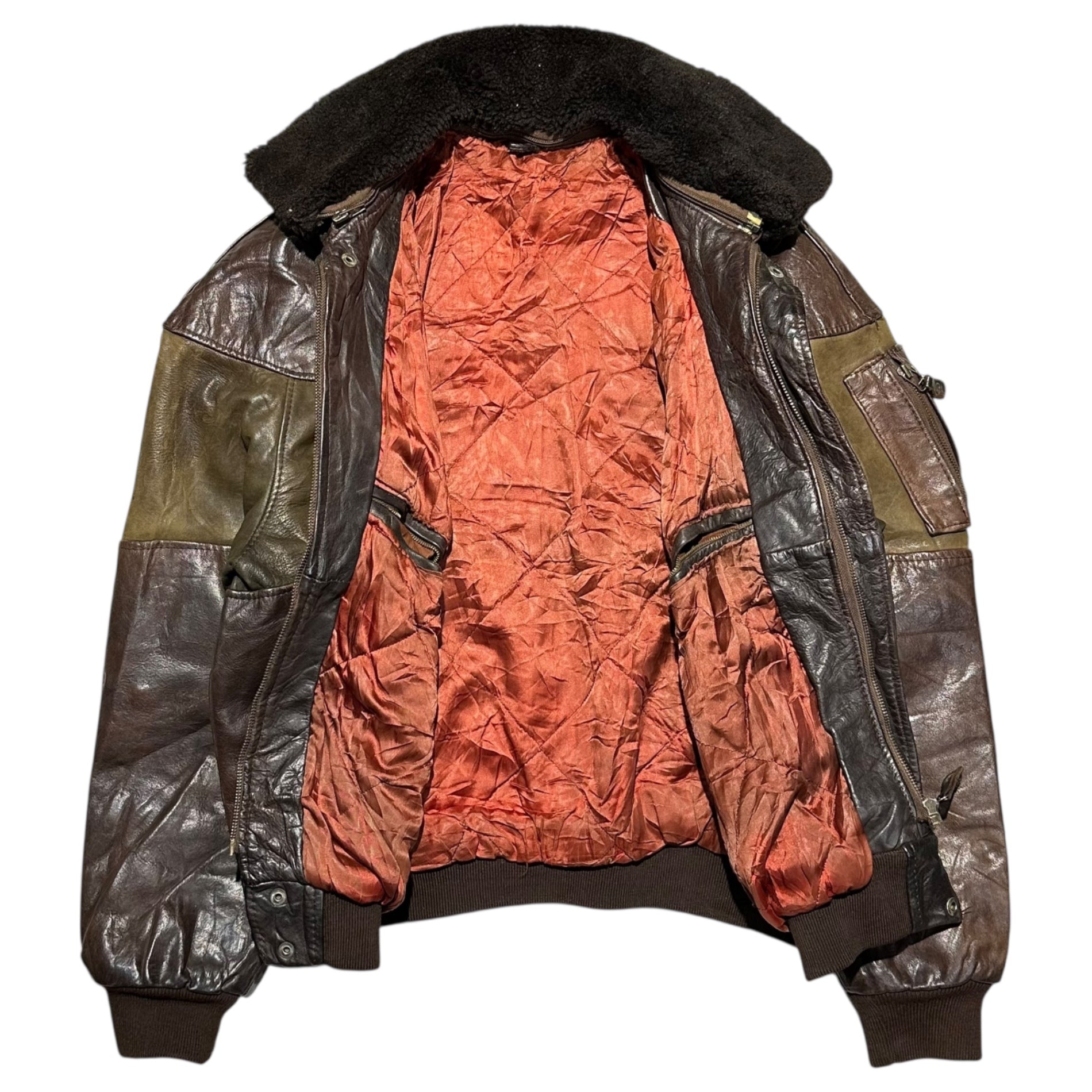 FRENCH VINTAGE(フランスヴィンテージ) Willems  G-1 Leather Jacket フライト レザー ジャケット ML程度 ブラウン ムートン